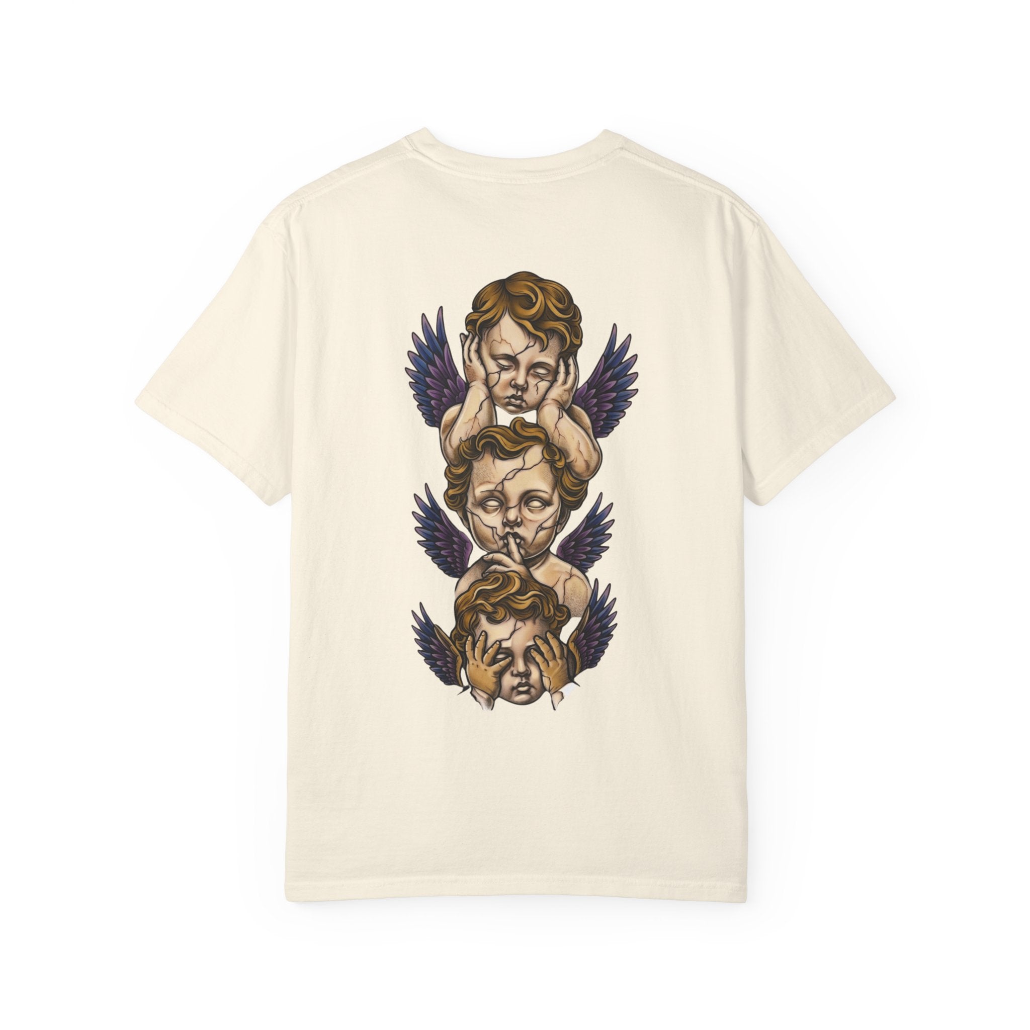 Cherub Trio Graphic T-Shirt — Vintage Angel Wings Design