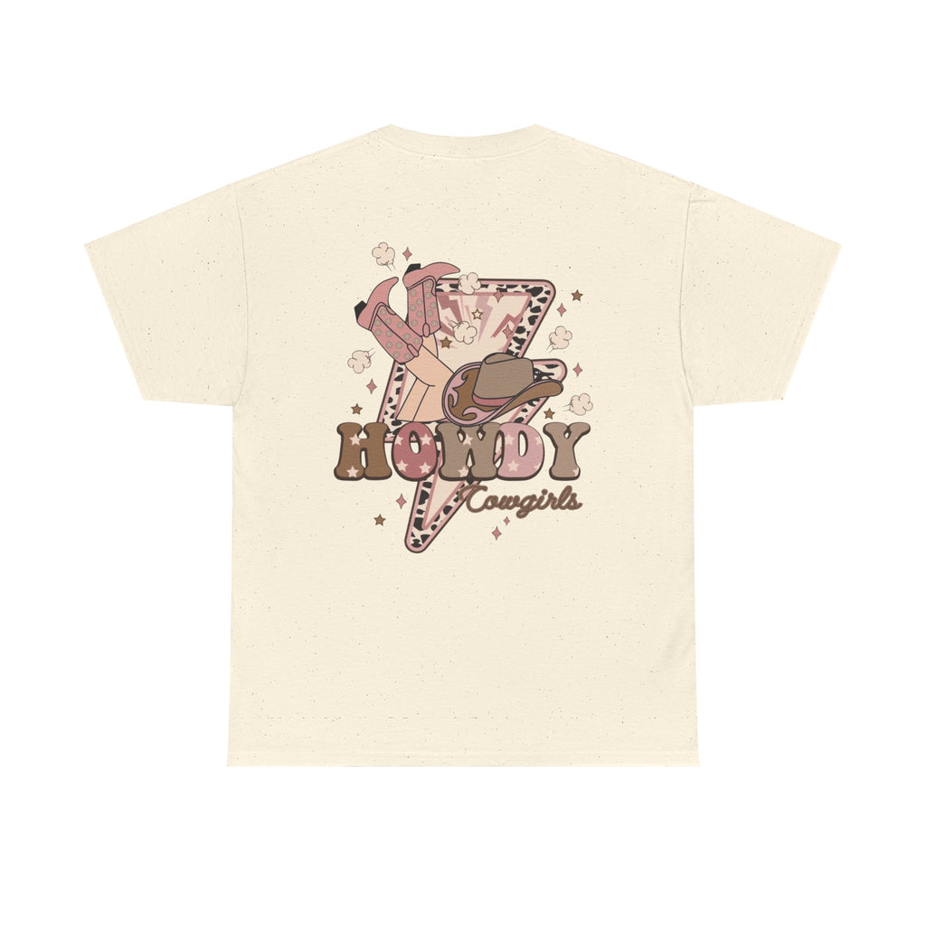 Howdy Cowgirl T-Shirt — Retro Western Lightning Cowgirl Graphic Tee