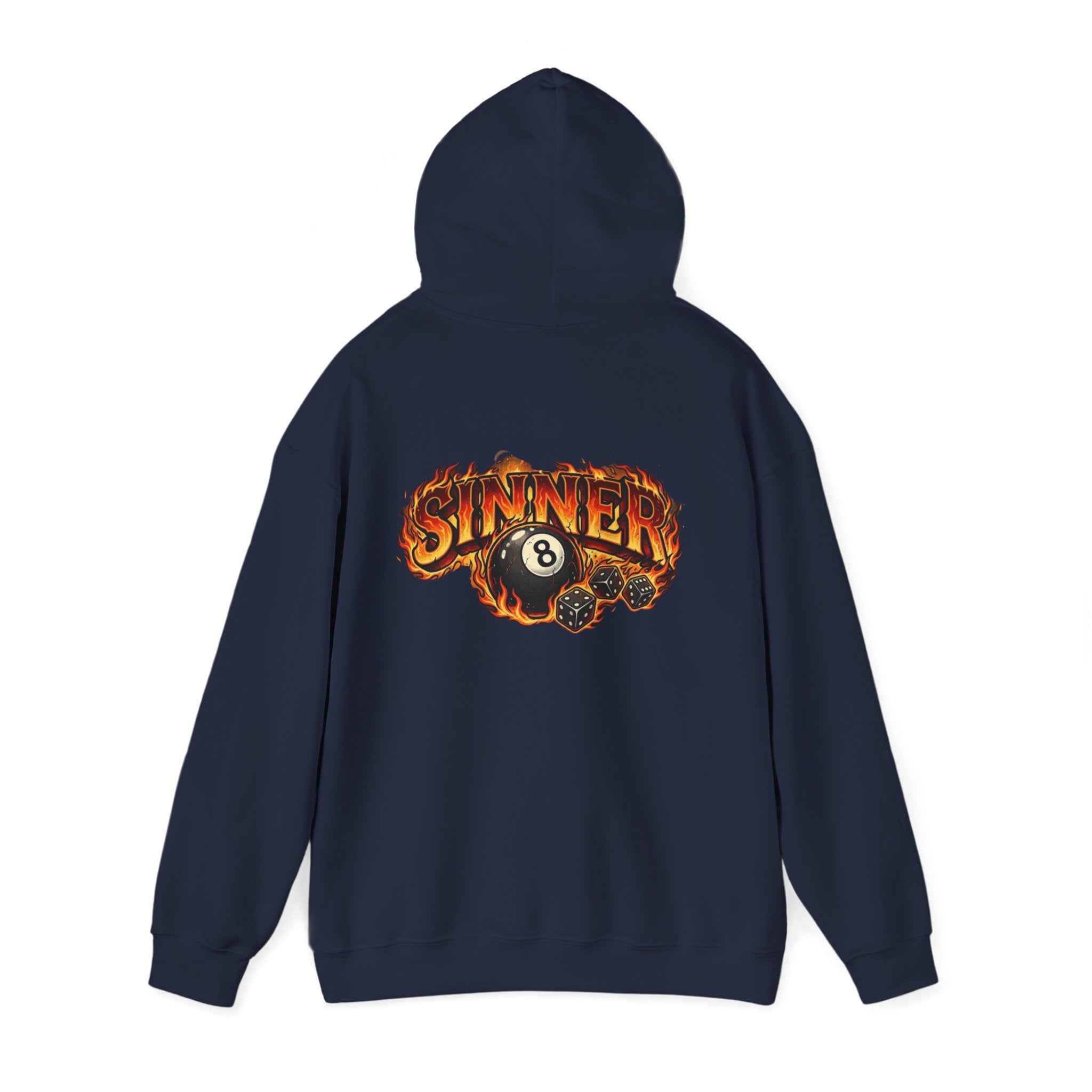 Hoodie - 'Sinner' Flaming 8-Ball Graphic Hooded Sweatshirt