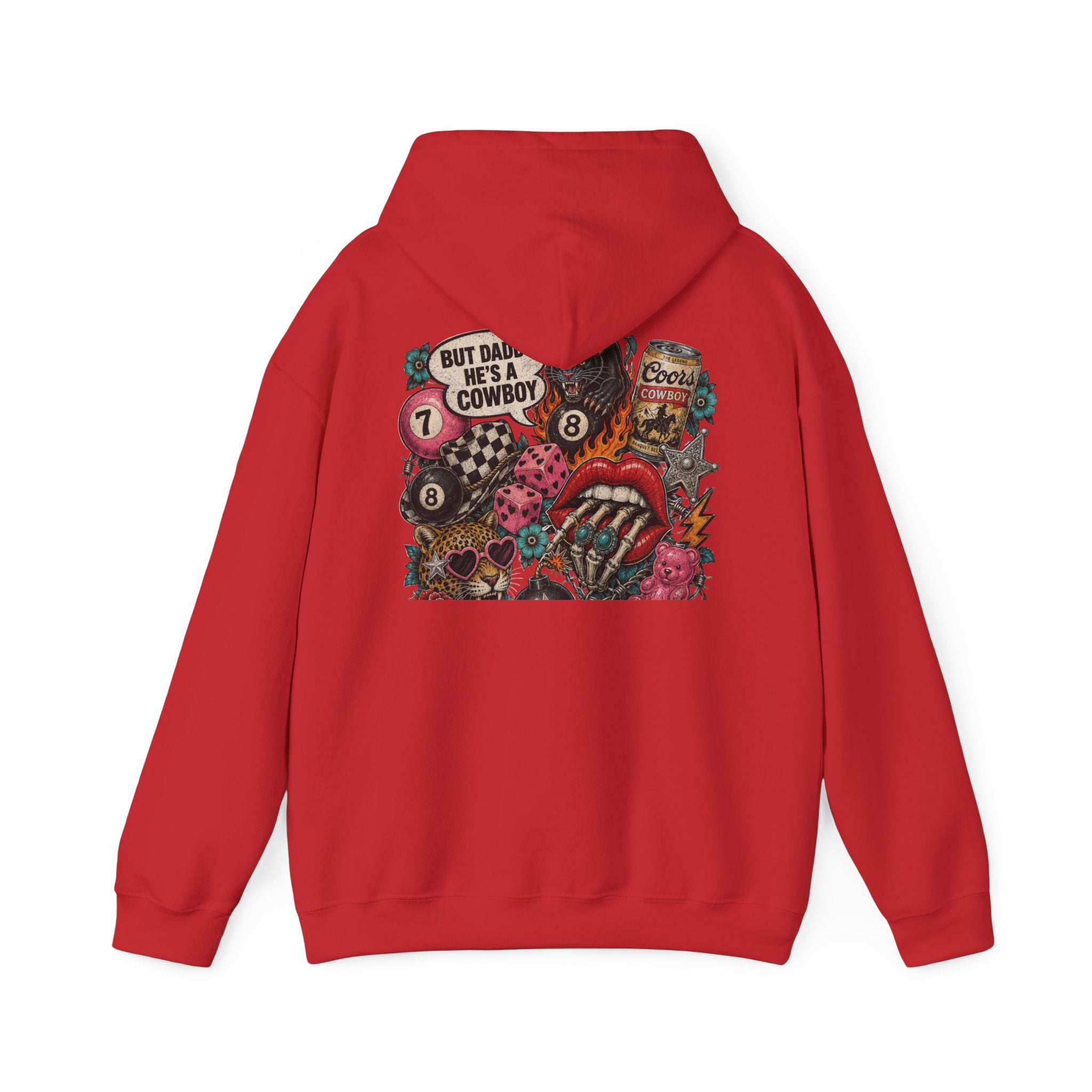 Retro Biker Cowboy Hoodie — 'But Dad He's a Cowboy' Graphic Pullover