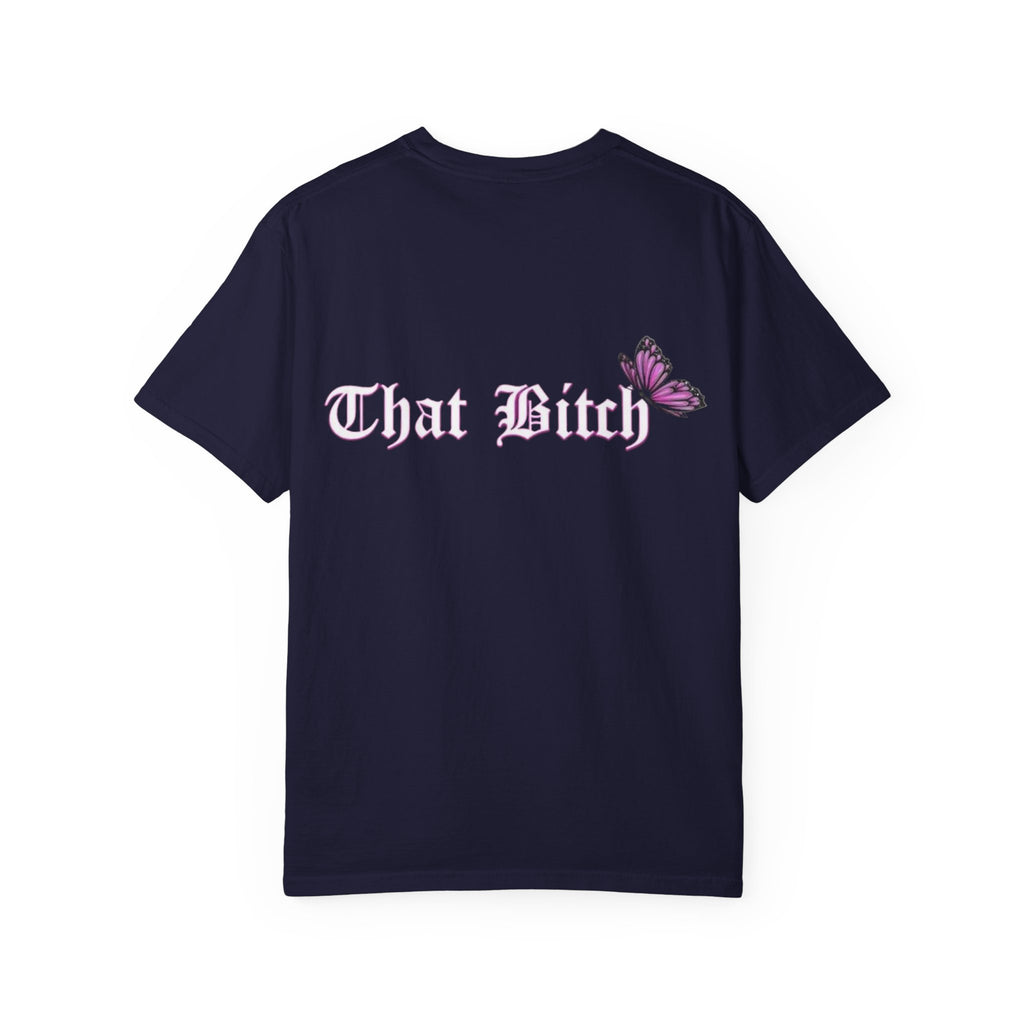That Lucky Butterfly T-Shirt - Retro Gothic Script Graphic Tee