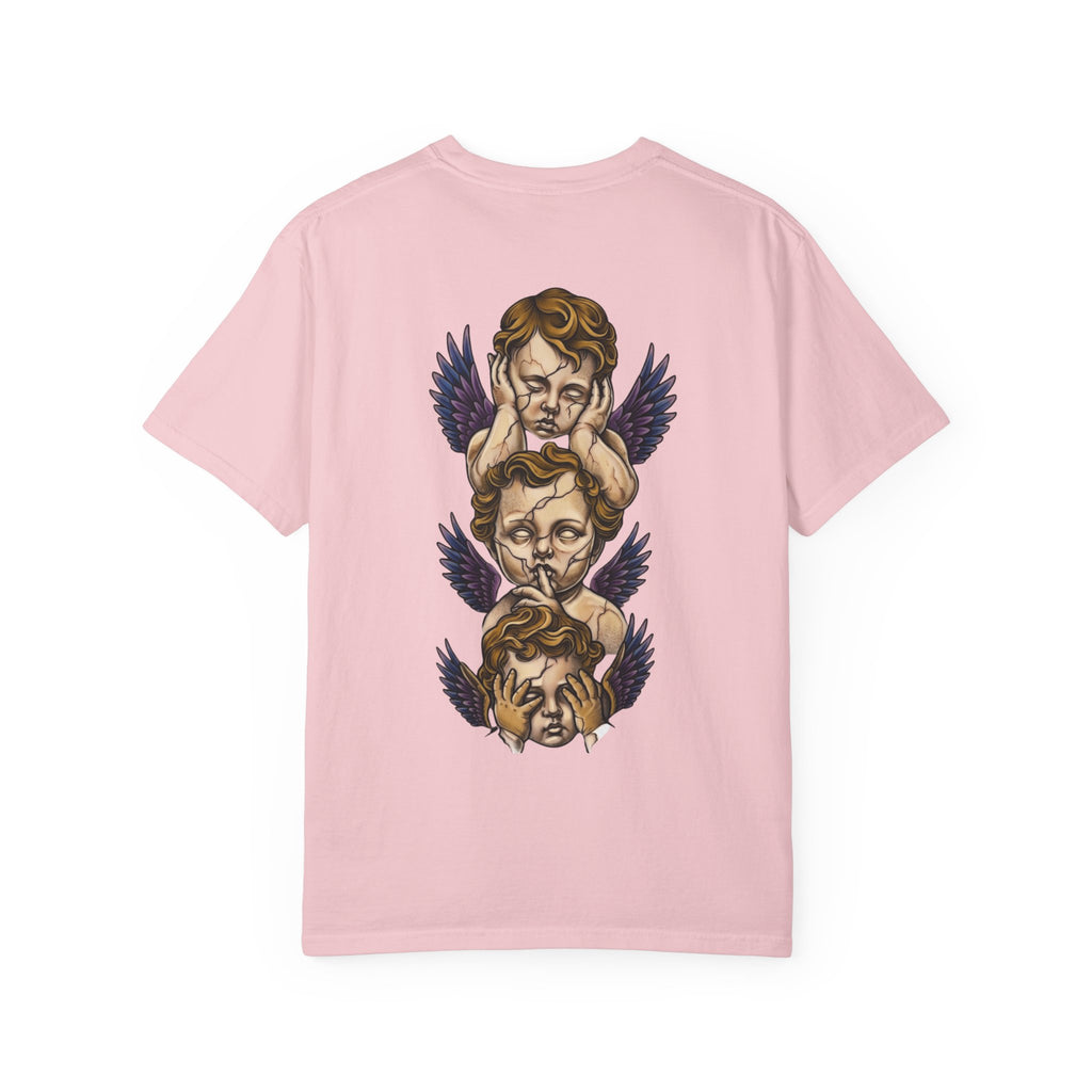 Cherub Trio Graphic T-Shirt — Vintage Angel Wings Design