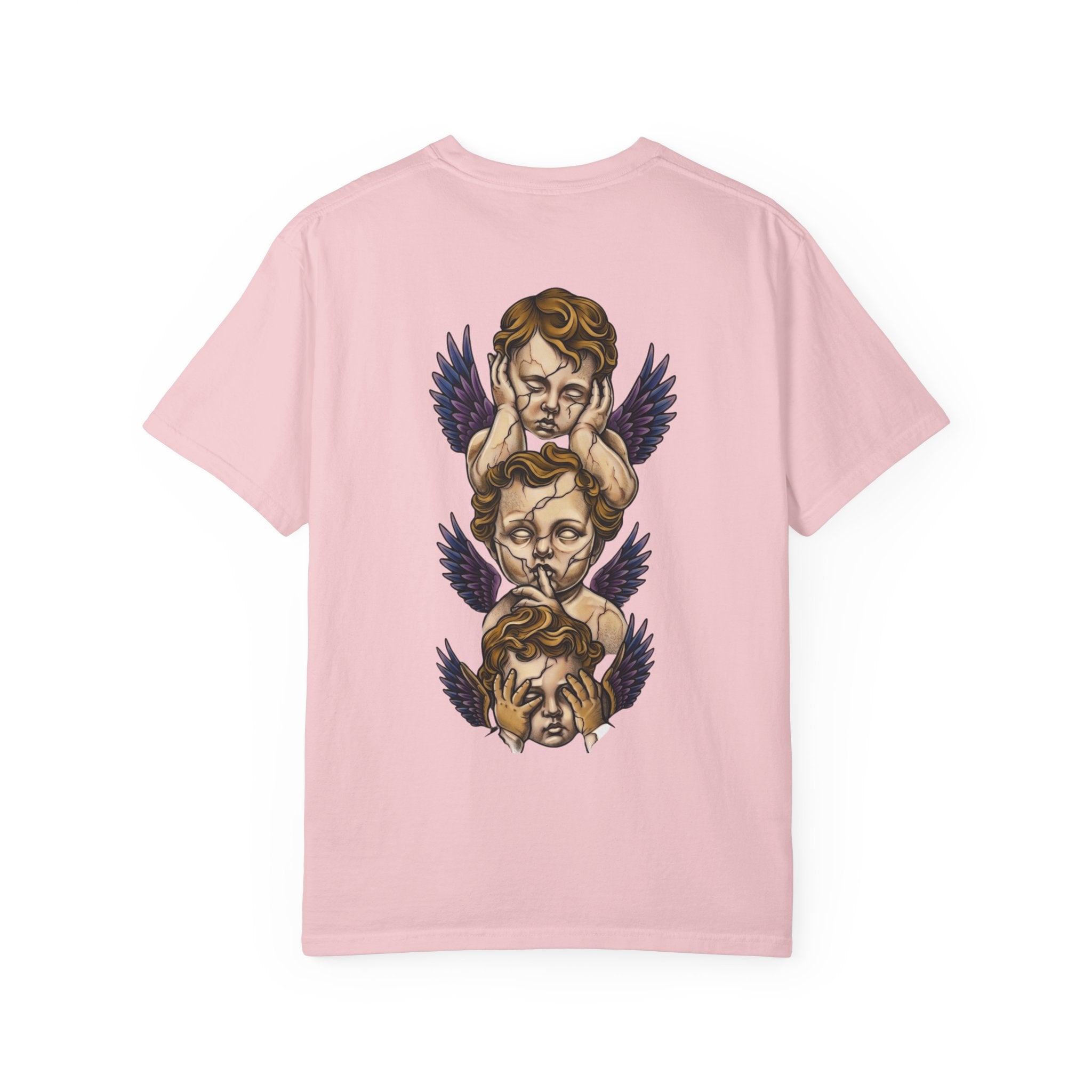 Cherub Trio Graphic T-Shirt — Vintage Angel Wings Design