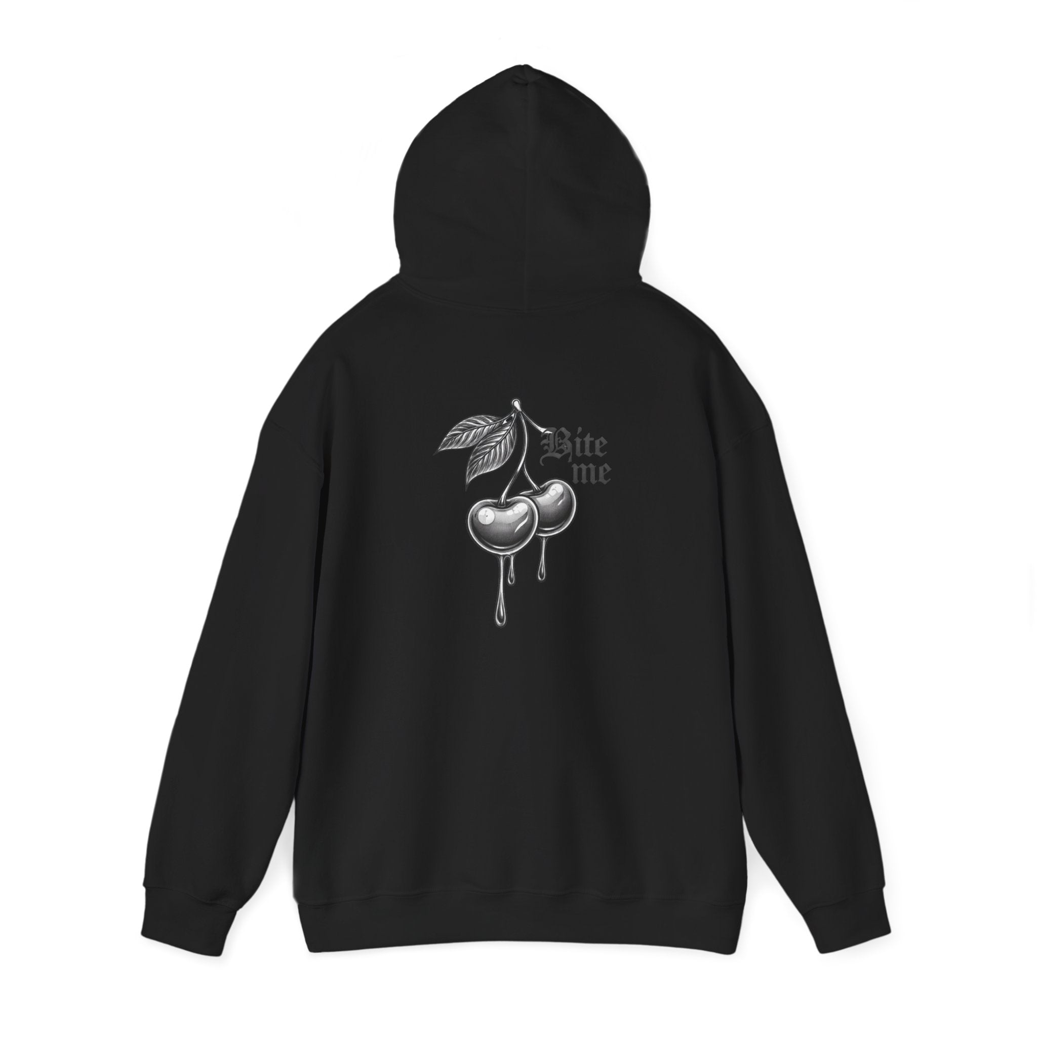 Hoodie - 'Bite Me' Dripping Cherry Graphic Hooded Sweatshirt