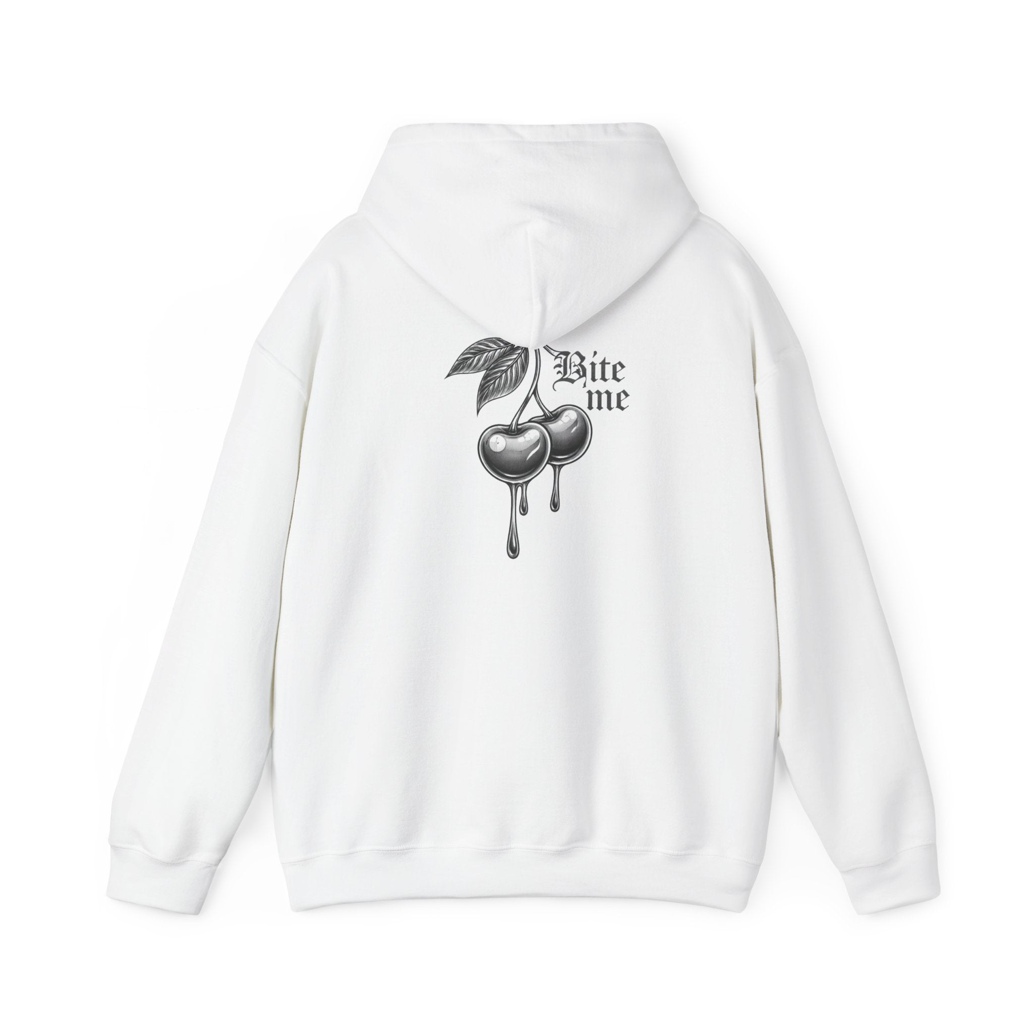 Hoodie - 'Bite Me' Dripping Cherry Graphic Hooded Sweatshirt