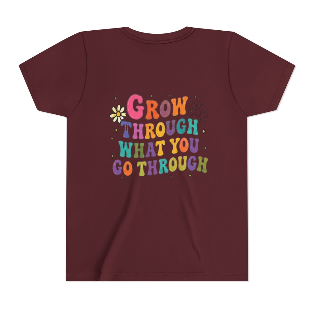 Youth Tee — "Grow Through What You Go Through" Colorful Positive Kids T‑Shirt