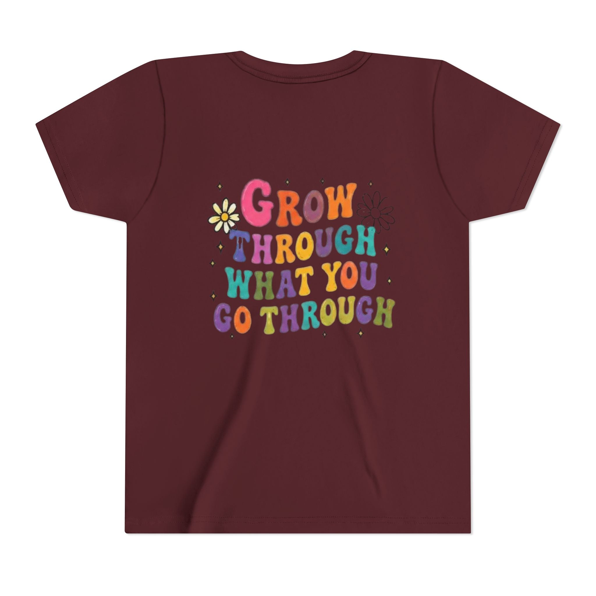 Youth Tee — "Grow Through What You Go Through" Colorful Positive Kids T‑Shirt