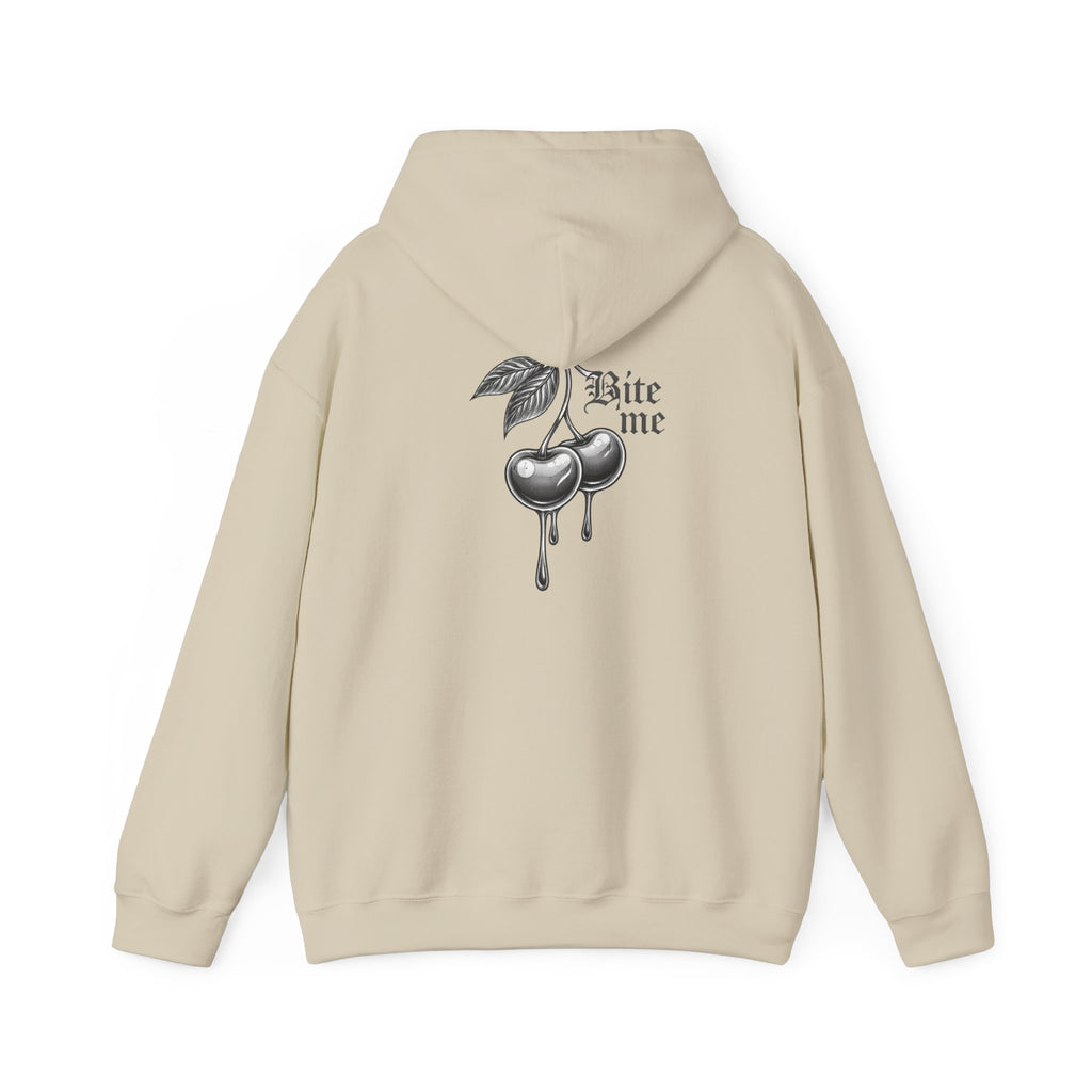 Hoodie - 'Bite Me' Dripping Cherry Graphic Hooded Sweatshirt