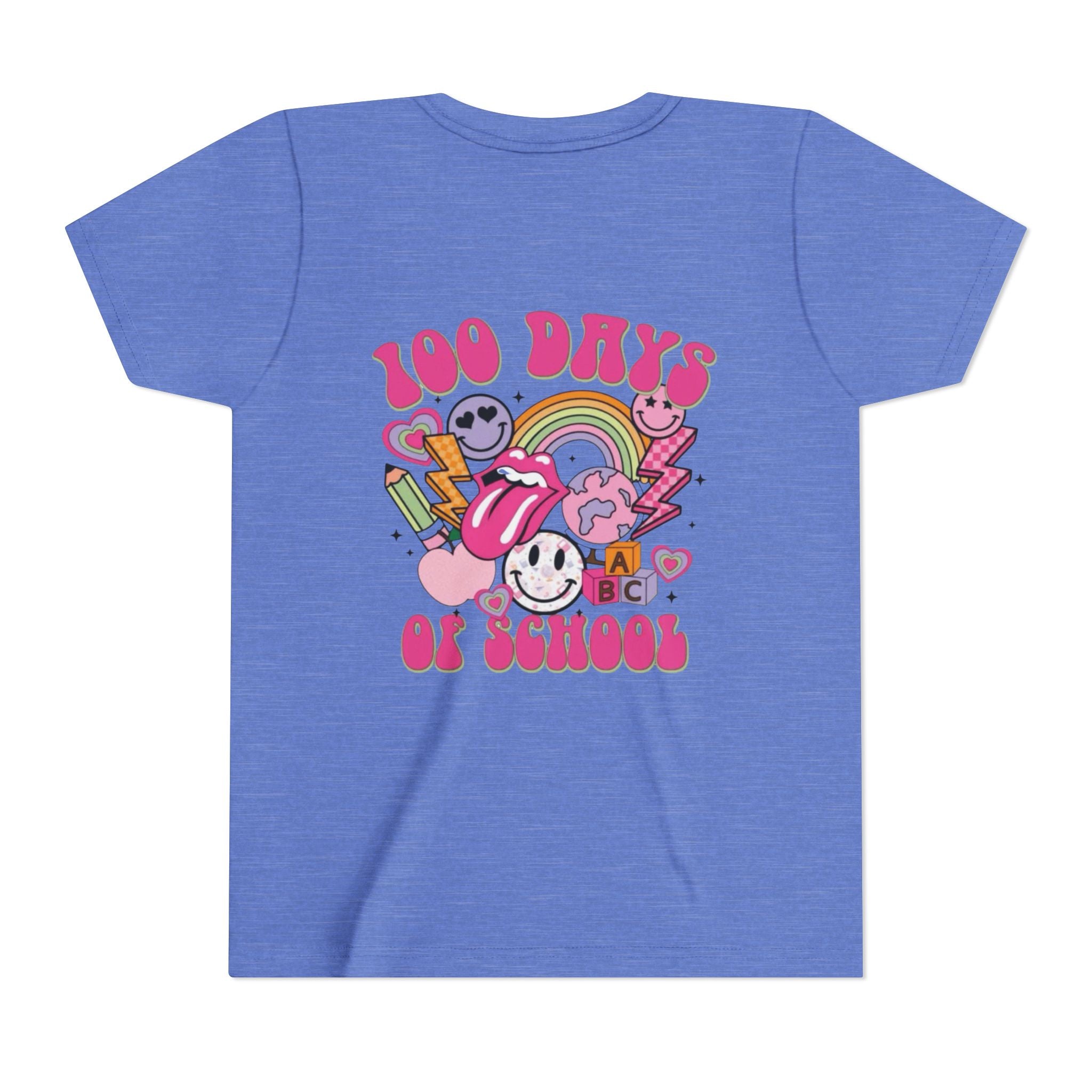 100 Days of School Youth Tee — Retro Cute Rainbow Smiley Design