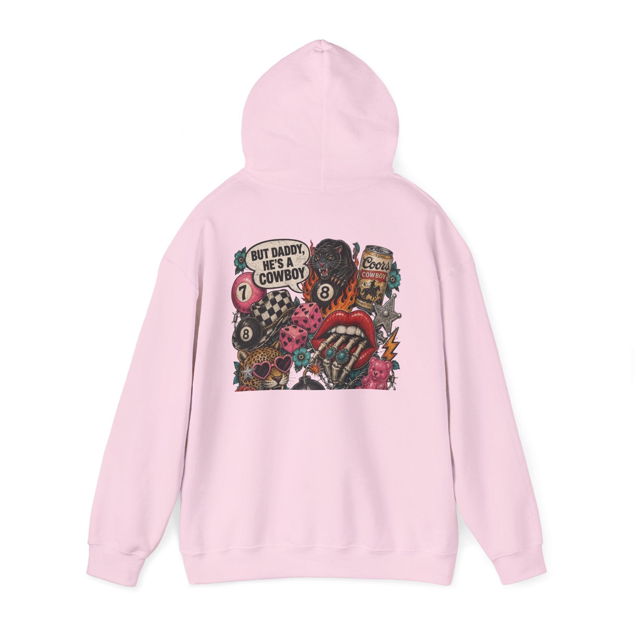 Retro Biker Cowboy Hoodie — 'But Dad He's a Cowboy' Graphic Pullover