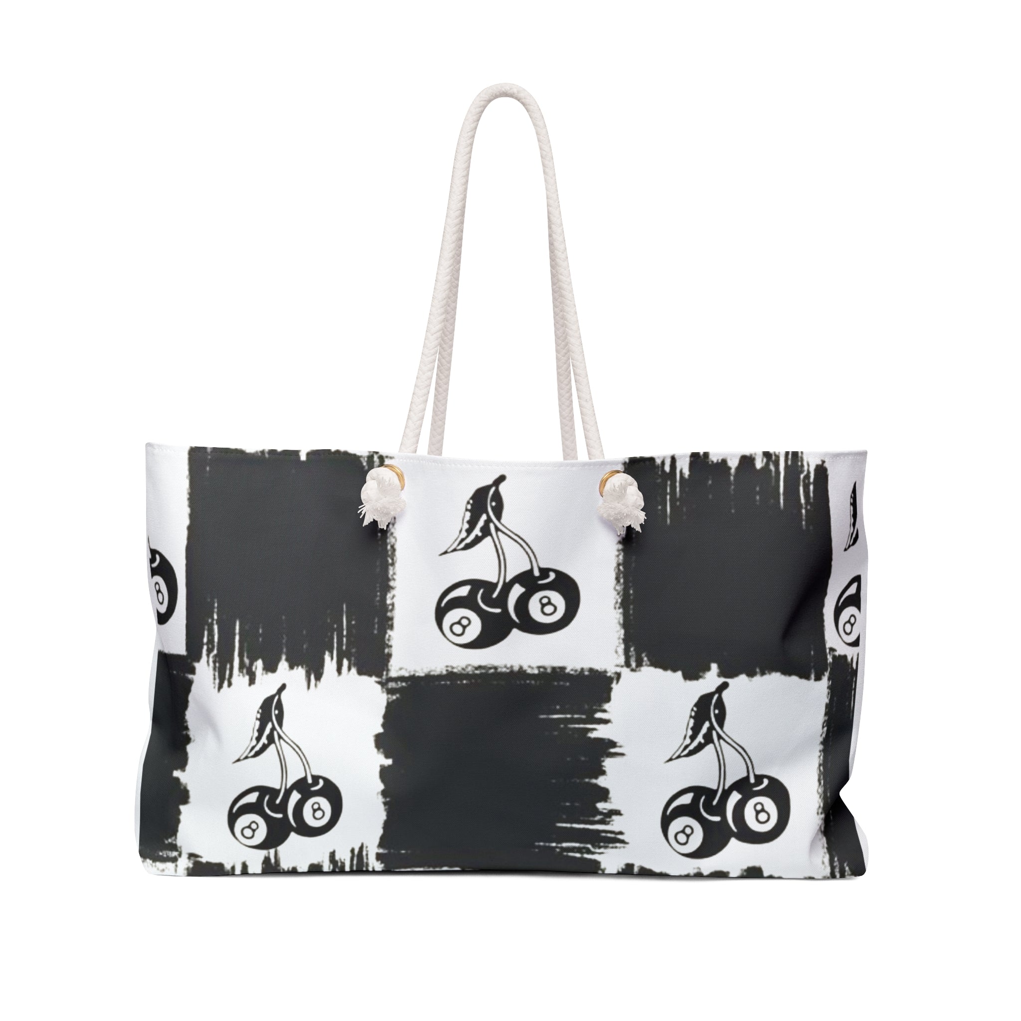 checkered Cherry Pattern Weekender Bag