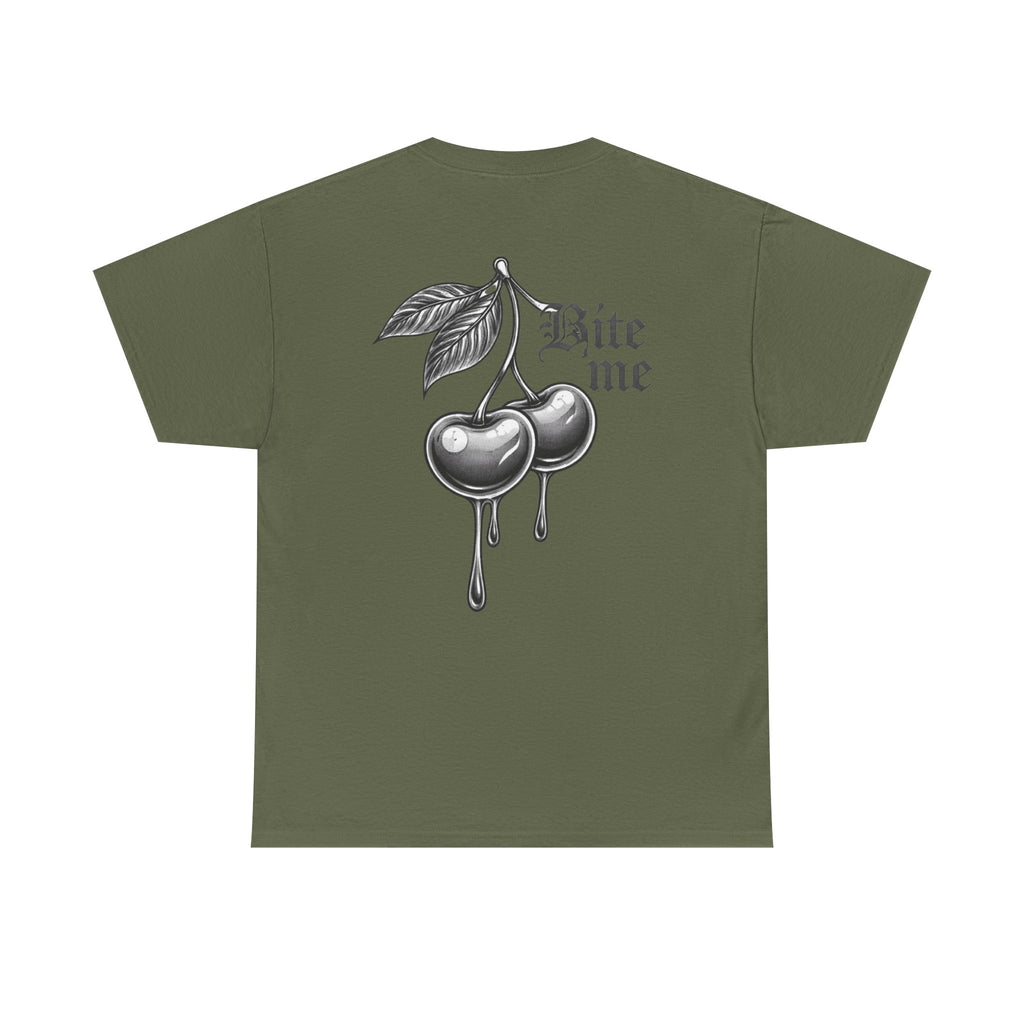 Bite Me Cherry Tee — Dripping Cherry Graphic T-Shirt