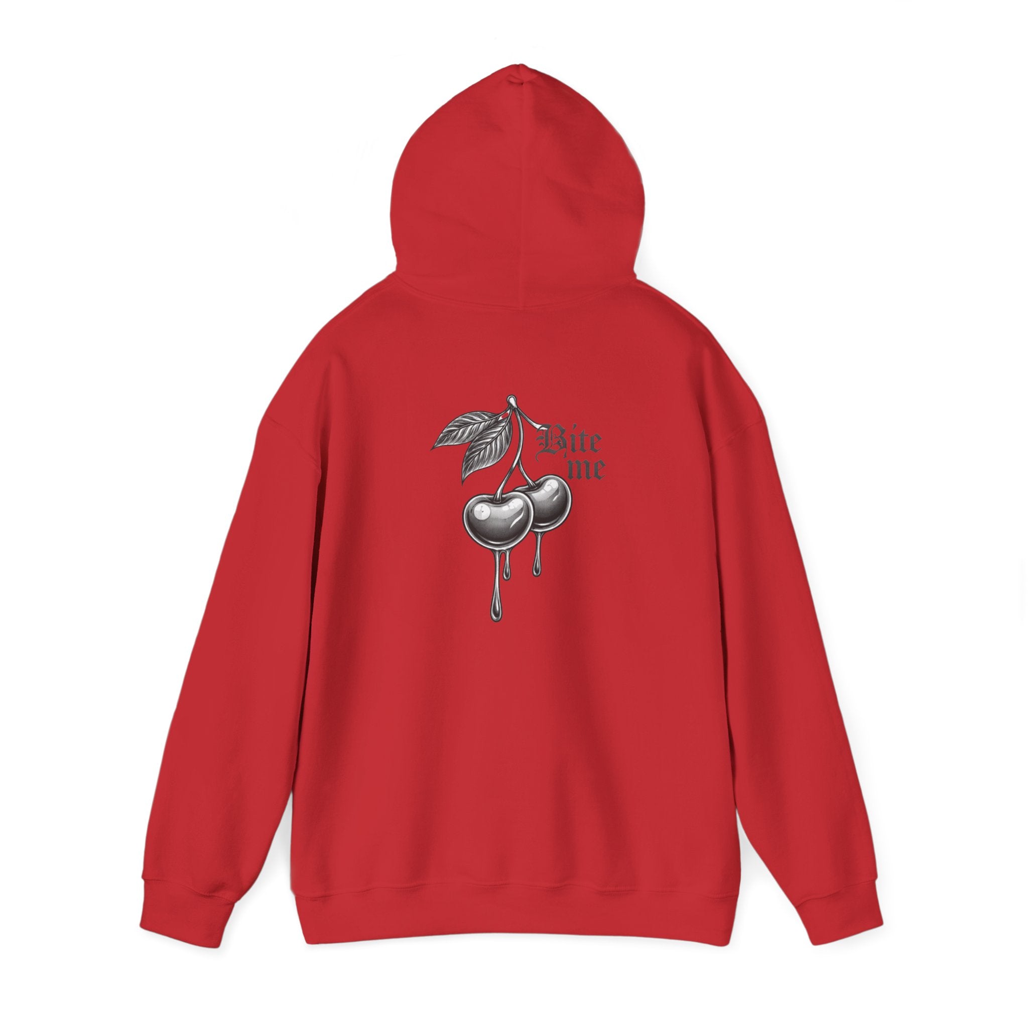 Hoodie - 'Bite Me' Dripping Cherry Graphic Hooded Sweatshirt