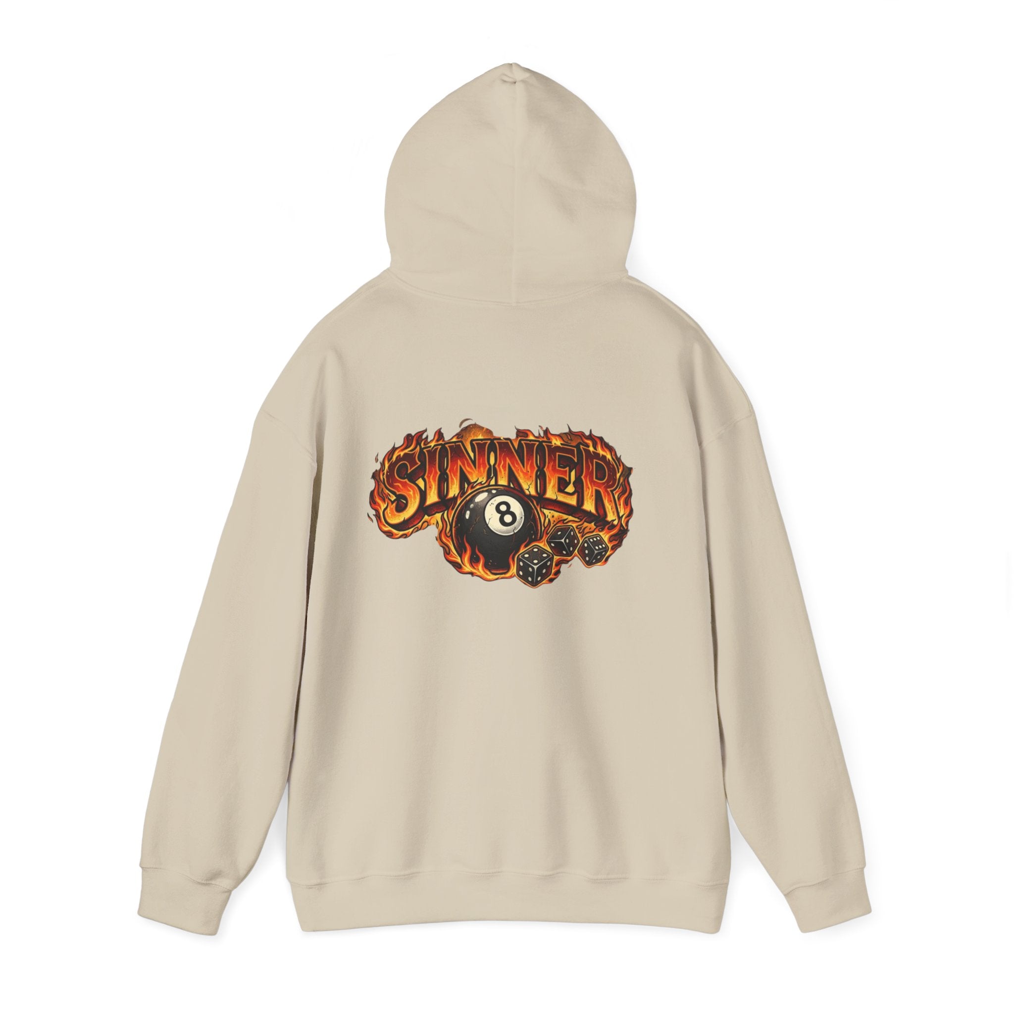 Hoodie - 'Sinner' Flaming 8-Ball Graphic Hooded Sweatshirt