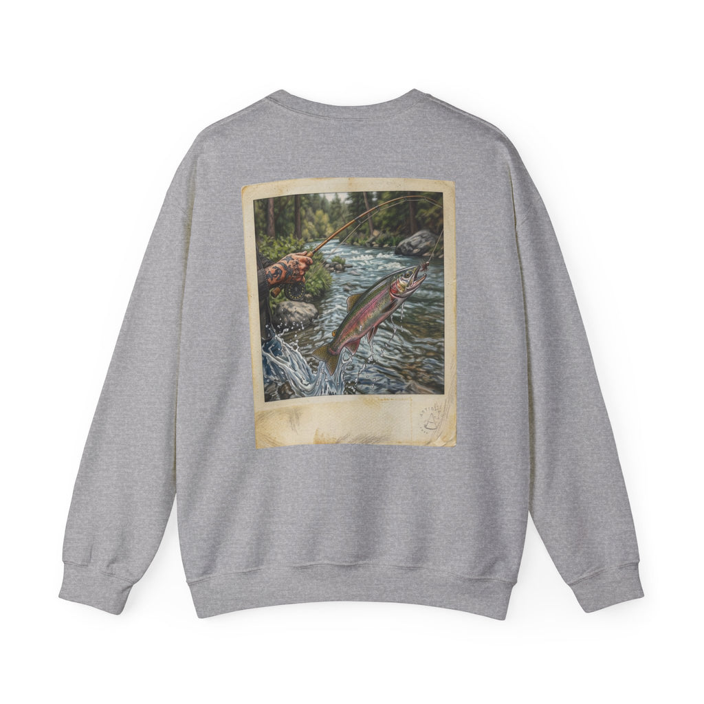 Fishing Vintage Photo Sweatshirt — Leaping Trout River Graphic Crewneck