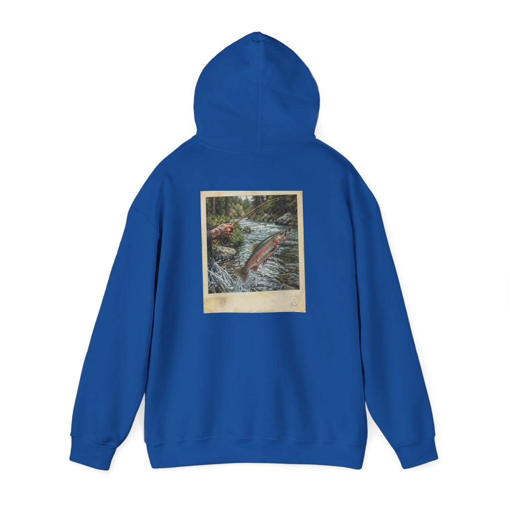 Fishing Polaroid Hoodie — Vintage Fishing Jumping Fish Back Print