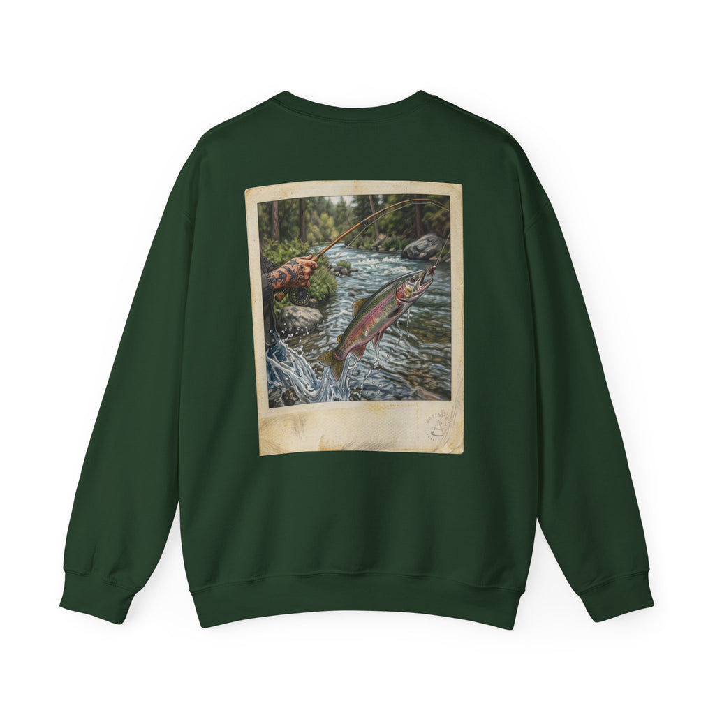 Fishing Vintage Photo Sweatshirt — Leaping Trout River Graphic Crewneck