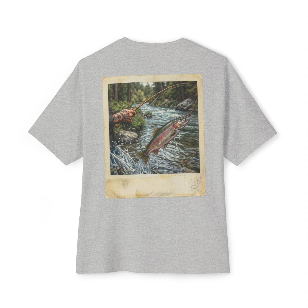 Fishing Polaroid Oversized Tee — Vintage Trout Back Print