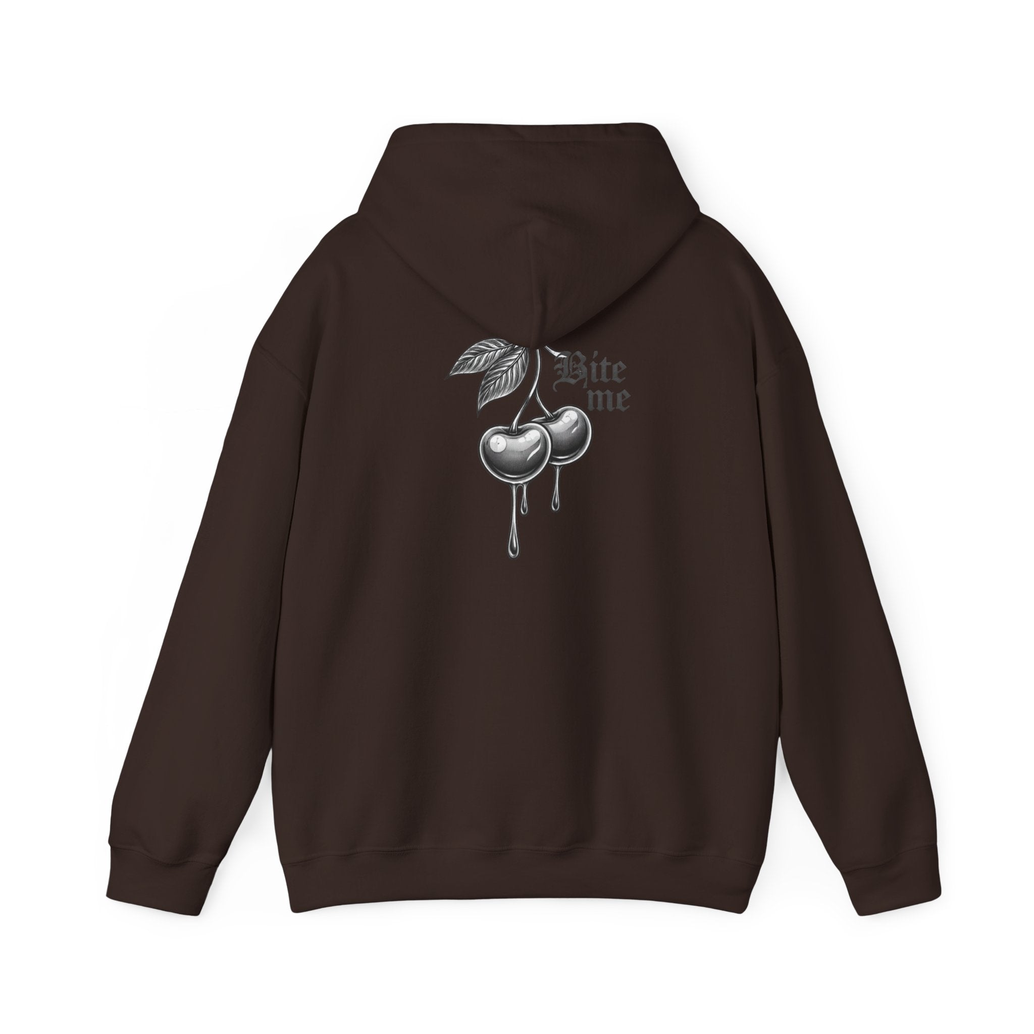 Hoodie - 'Bite Me' Dripping Cherry Graphic Hooded Sweatshirt