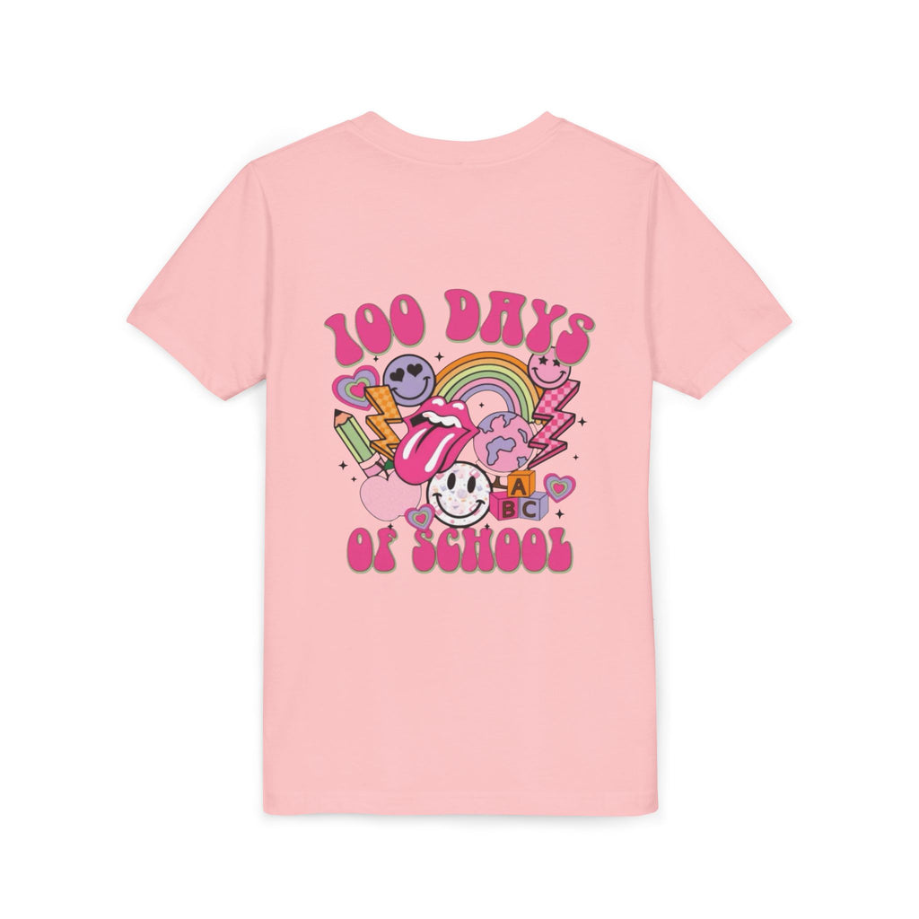 100 Days of School Youth Tee — Retro Cute Rainbow Smiley Design
