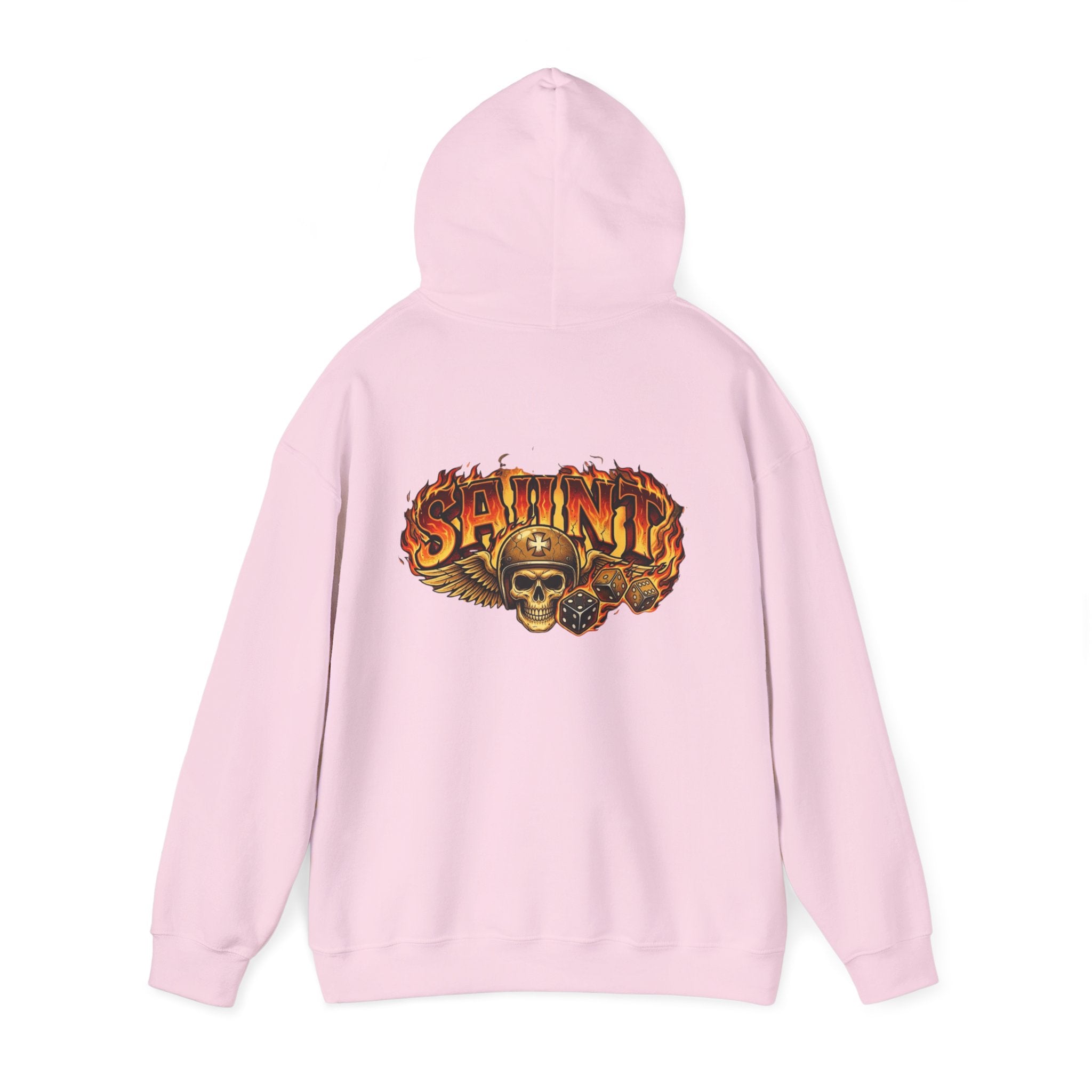 Skull & Flames 'Saint' Hoodie — Vintage Rock Graphic Sweatshirt