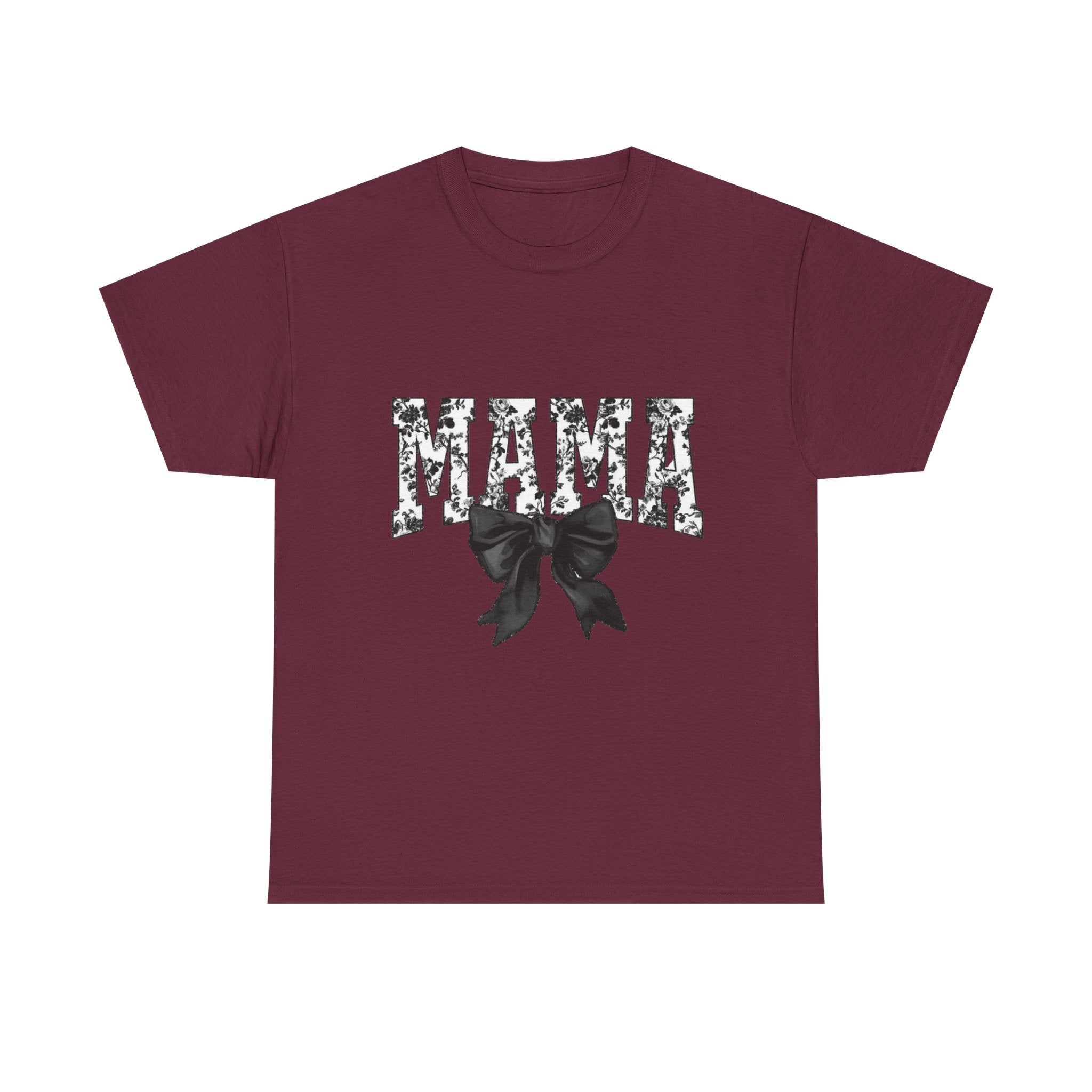 Mama Floral Bow T-Shirt — Floral 'MAMA' Graphic Tee for Moms