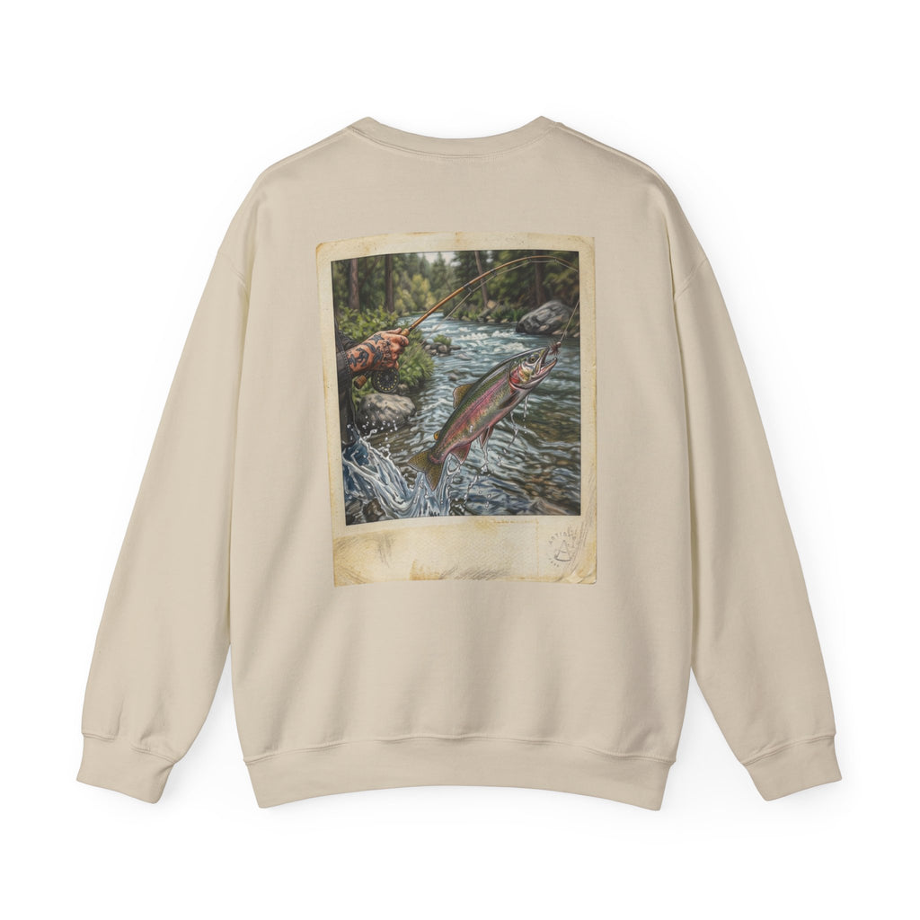 Fishing Vintage Photo Sweatshirt — Leaping Trout River Graphic Crewneck