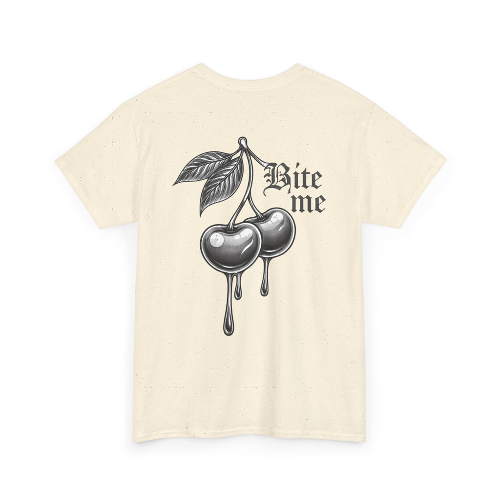 Bite Me Cherry Tee — Dripping Cherry Graphic T-Shirt
