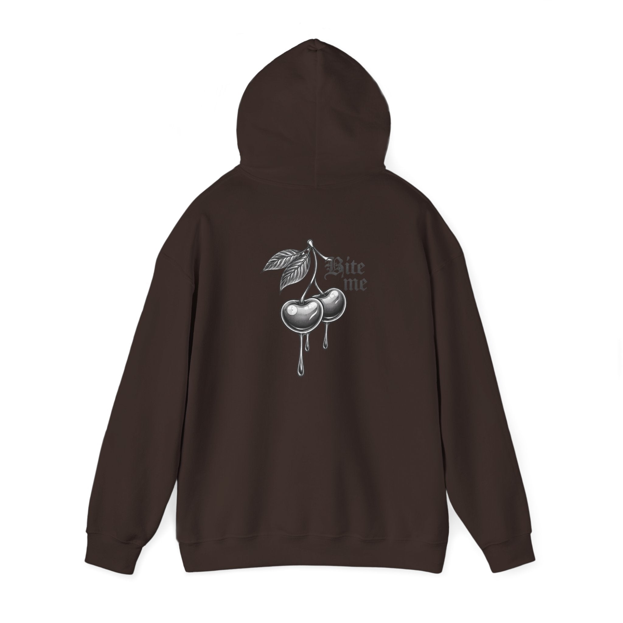 Hoodie - 'Bite Me' Dripping Cherry Graphic Hooded Sweatshirt