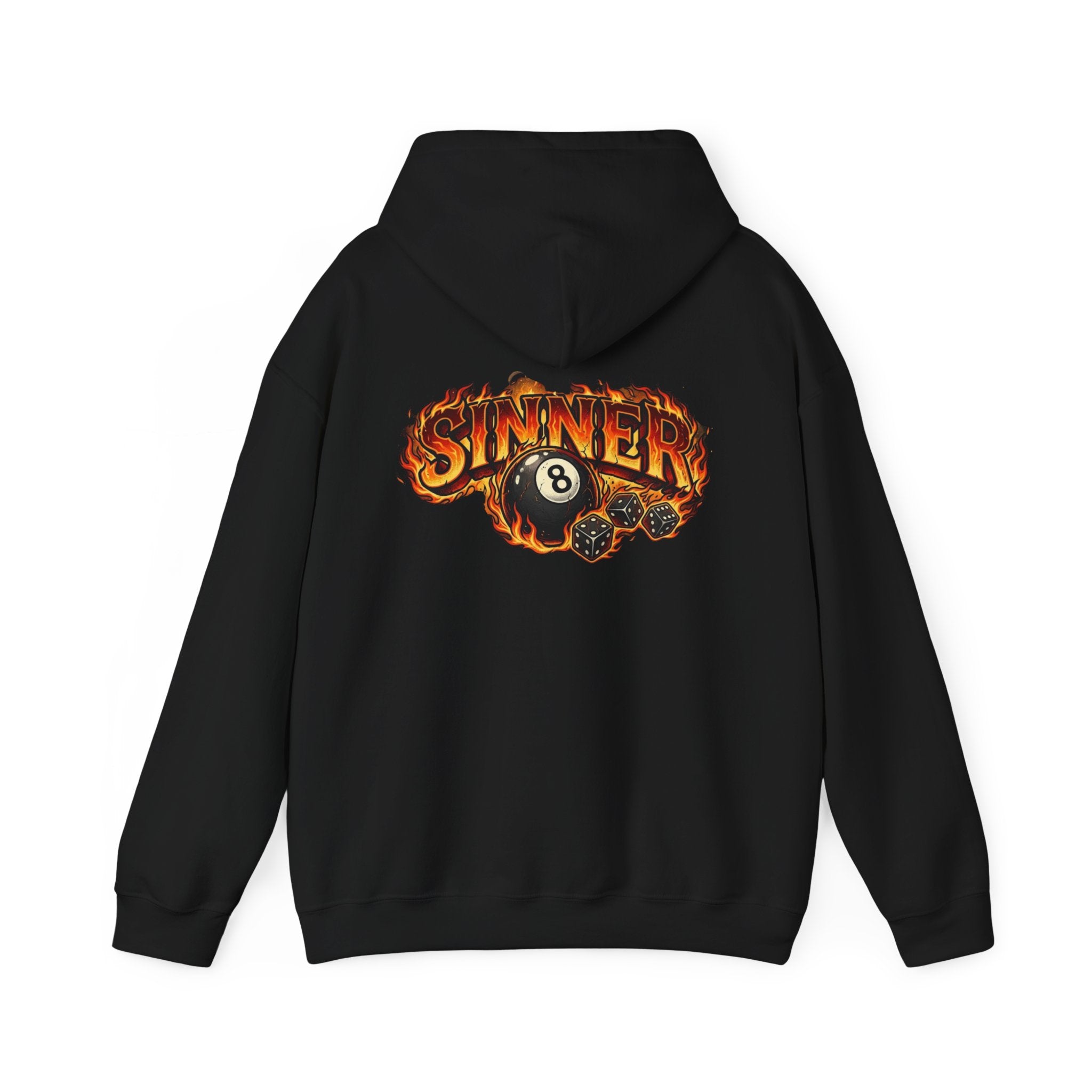 Hoodie - 'Sinner' Flaming 8-Ball Graphic Hooded Sweatshirt
