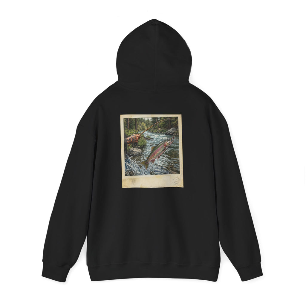 Fishing Polaroid Hoodie — Vintage Fishing Jumping Fish Back Print