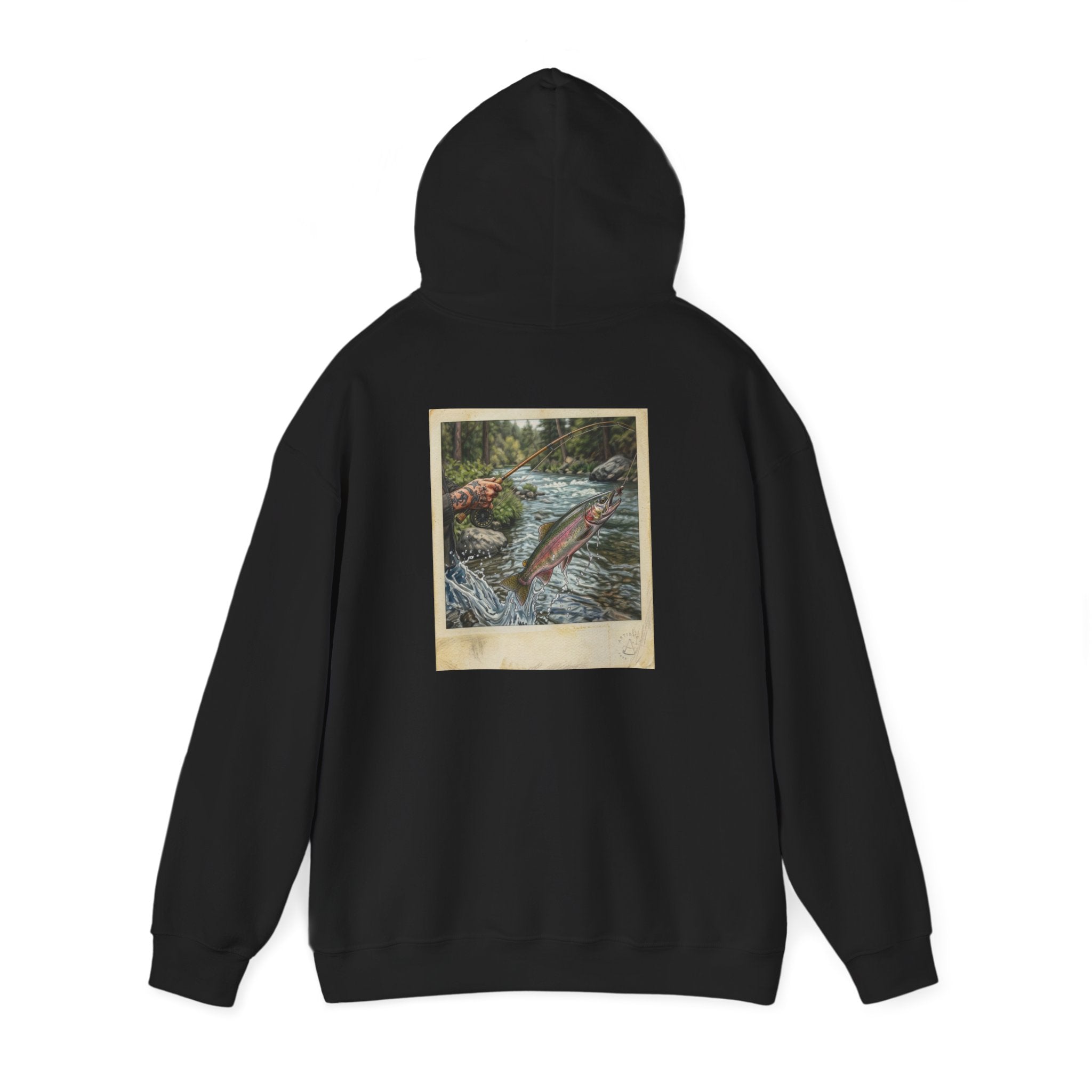 Fishing Polaroid Hoodie — Vintage Fishing Jumping Fish Back Print