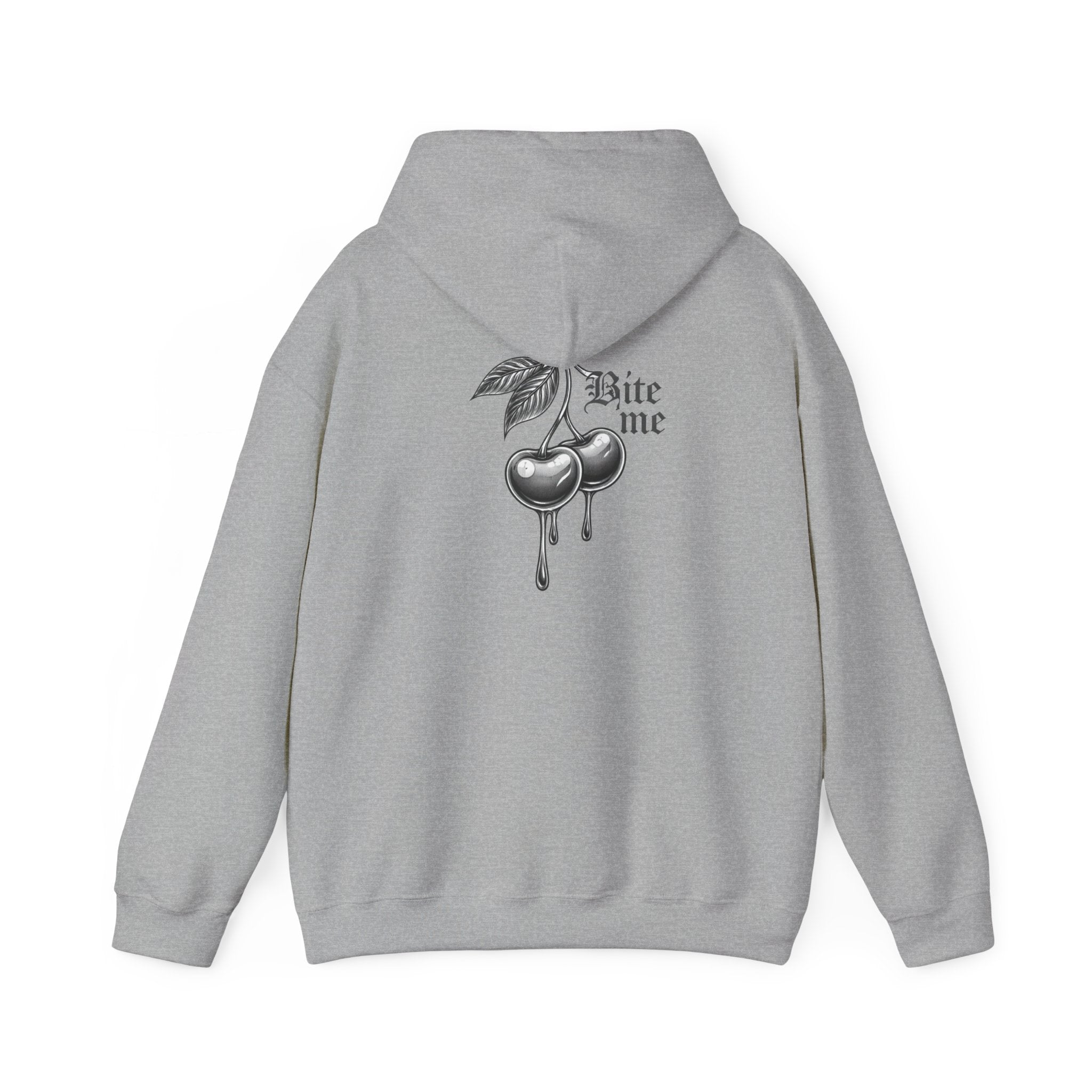Hoodie - 'Bite Me' Dripping Cherry Graphic Hooded Sweatshirt