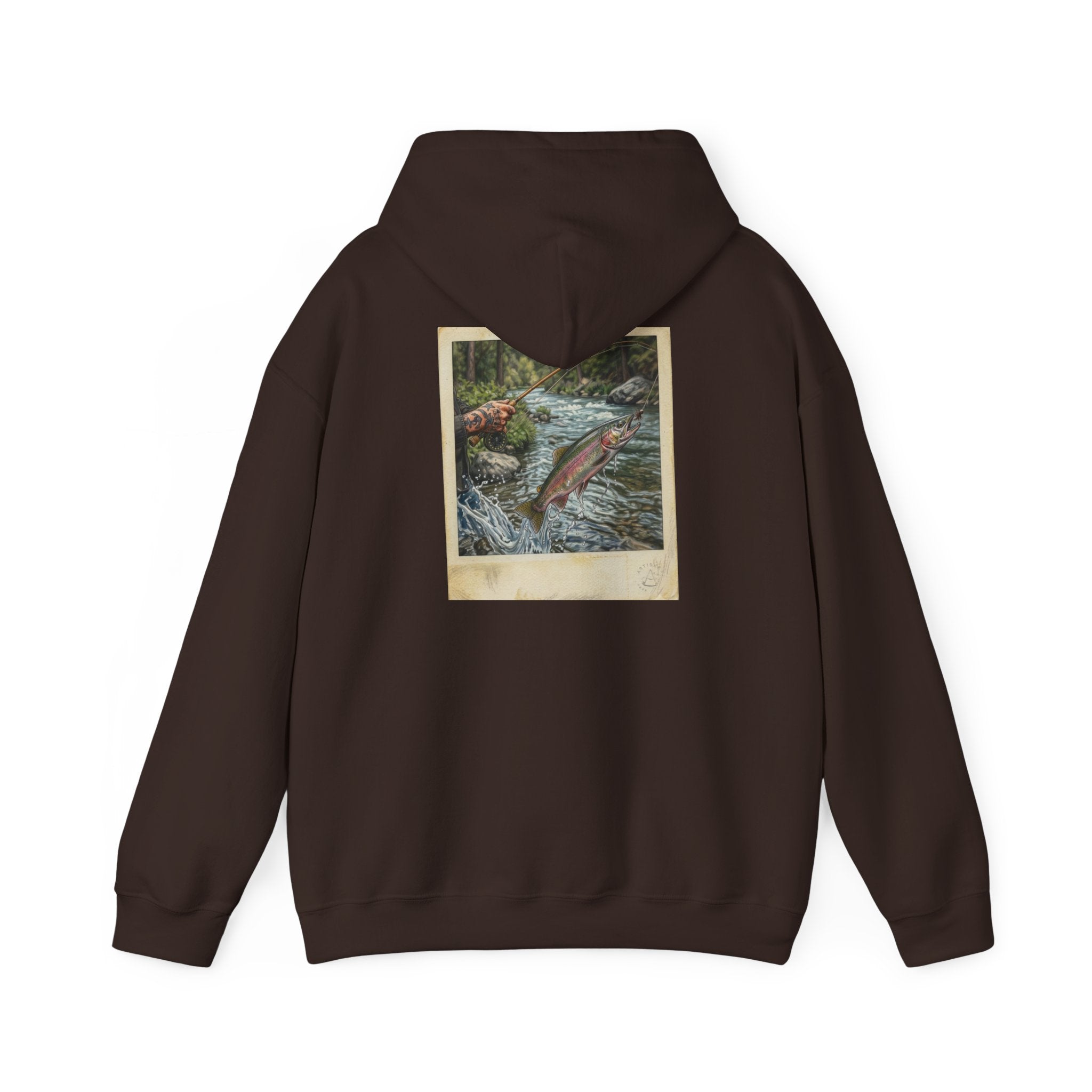 Fishing Polaroid Hoodie — Vintage Fishing Jumping Fish Back Print