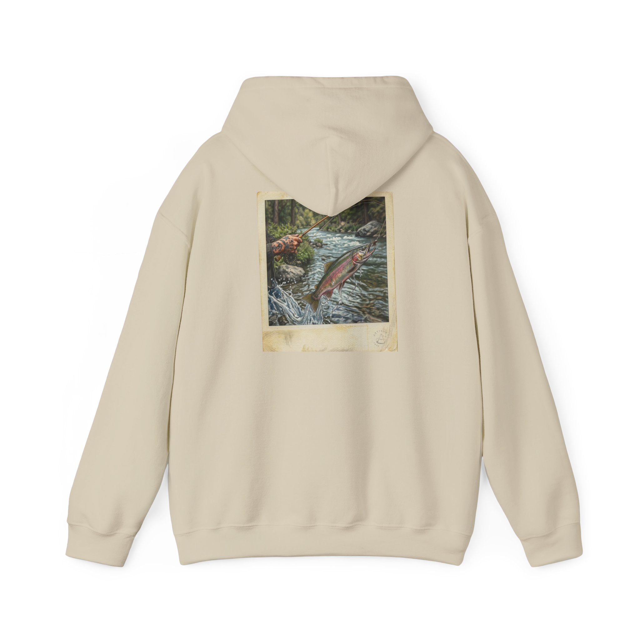 Fishing Polaroid Hoodie — Vintage Fishing Jumping Fish Back Print