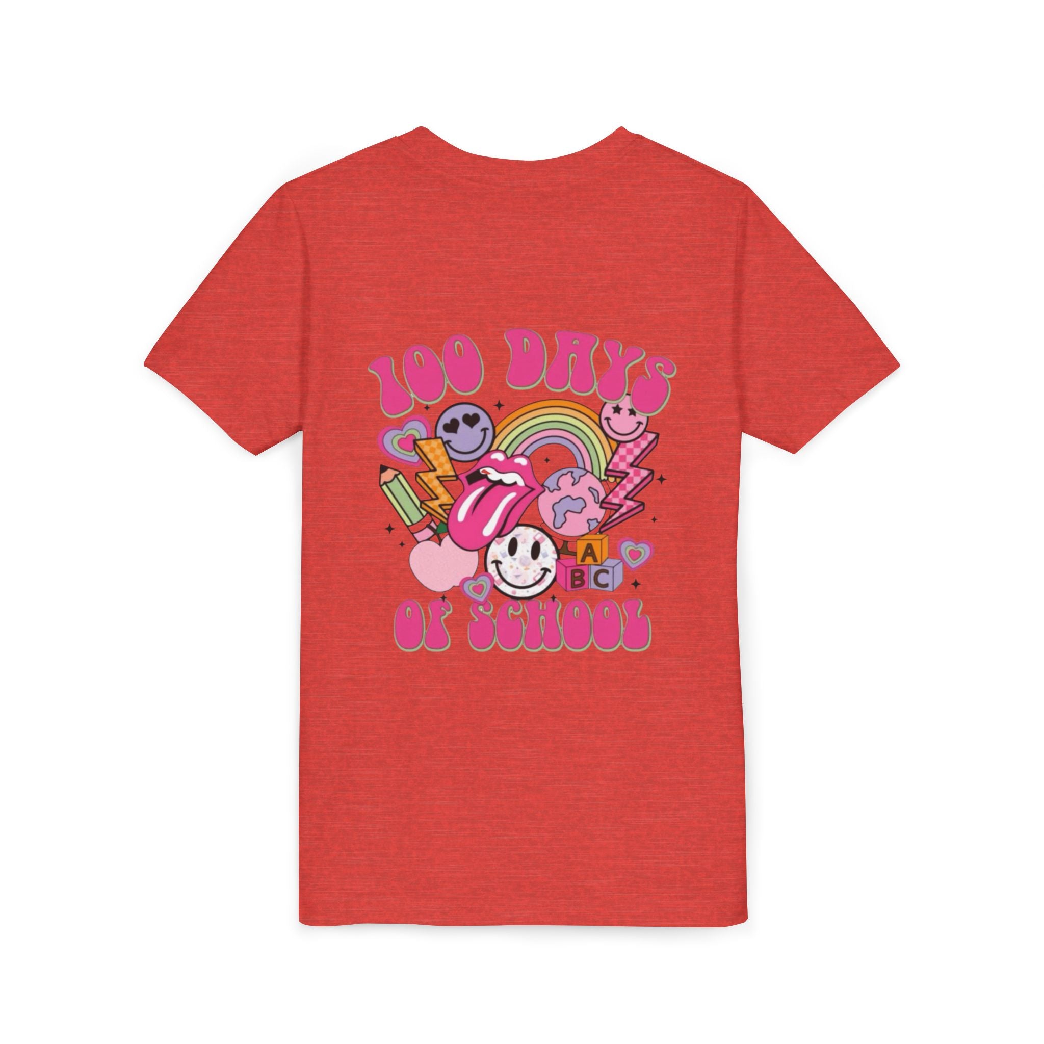 100 Days of School Youth Tee — Retro Cute Rainbow Smiley Design