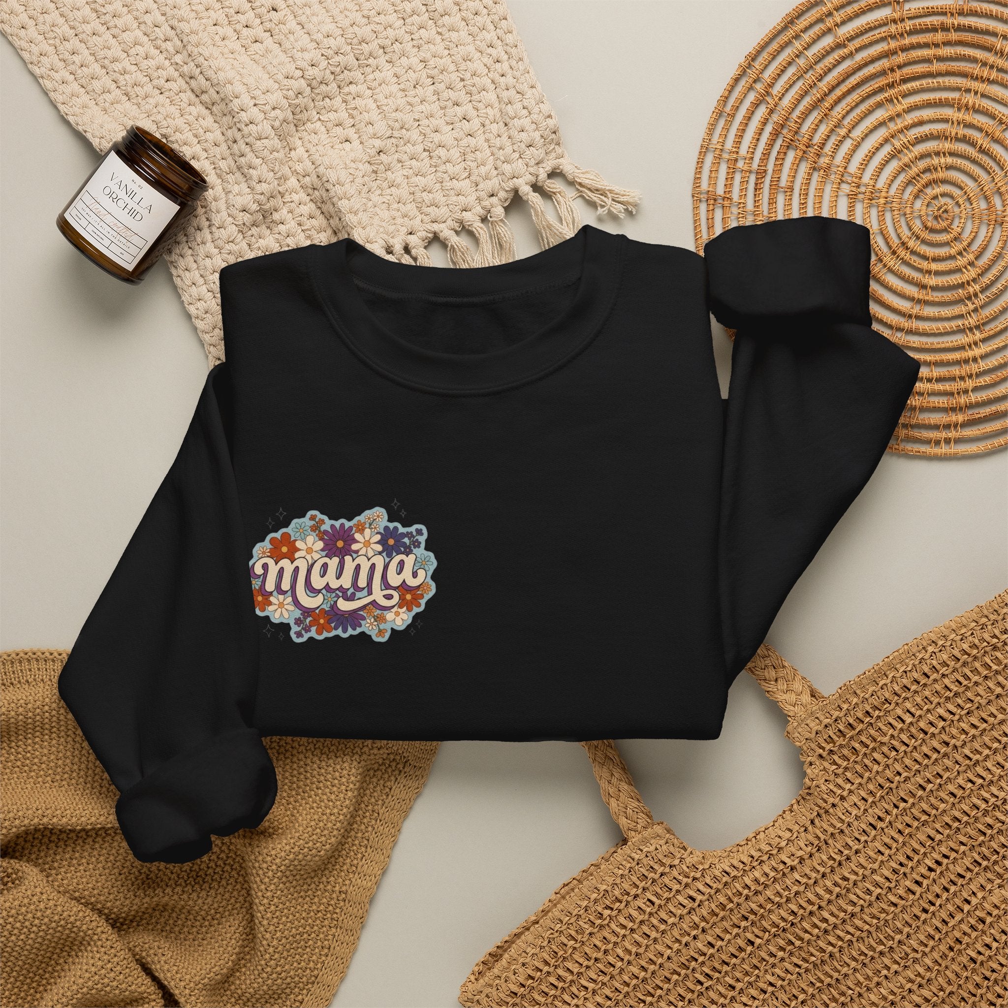 Mama Floral Crewneck Sweatshirt — Retro Floral "Mama" Pullover