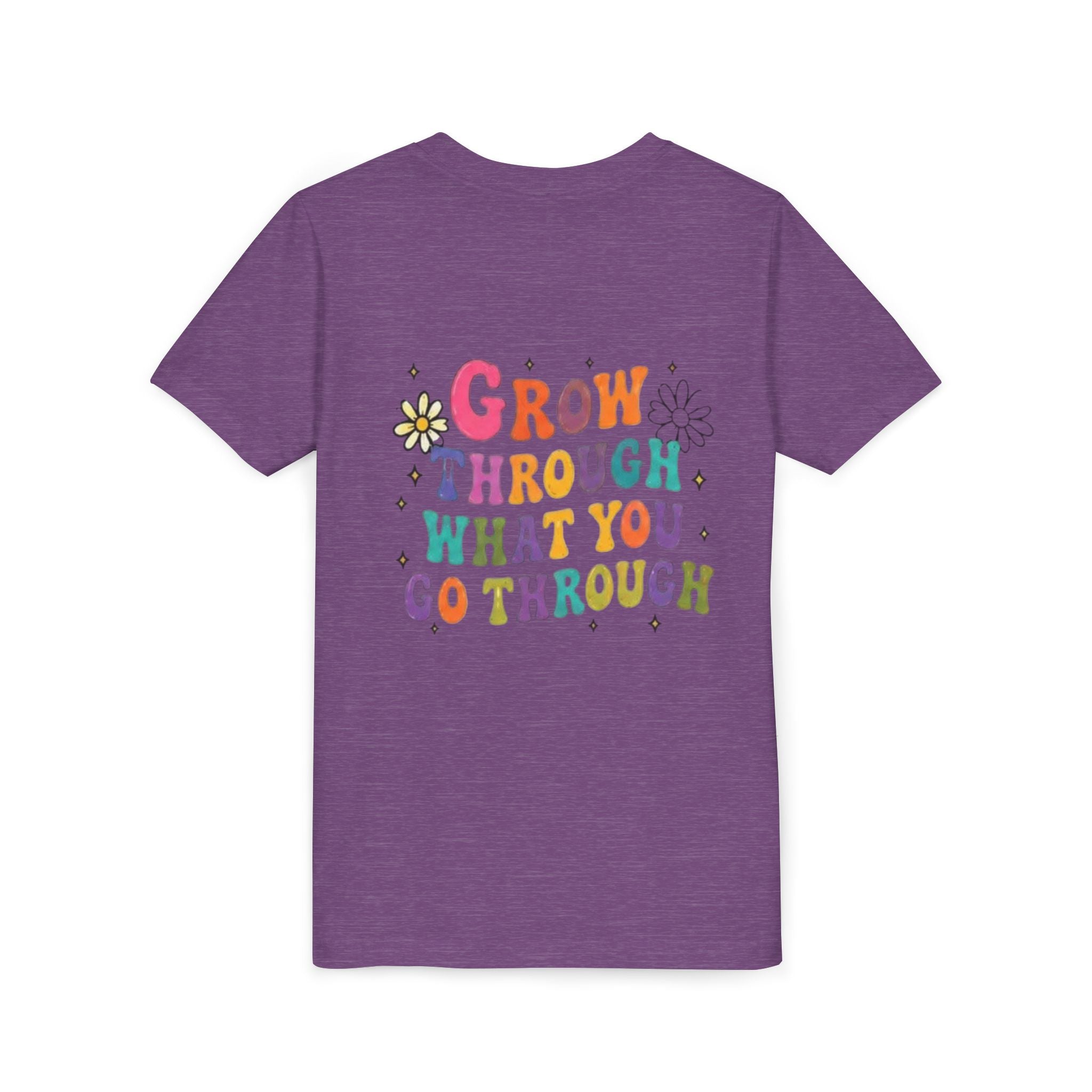 Youth Tee — "Grow Through What You Go Through" Colorful Positive Kids T‑Shirt