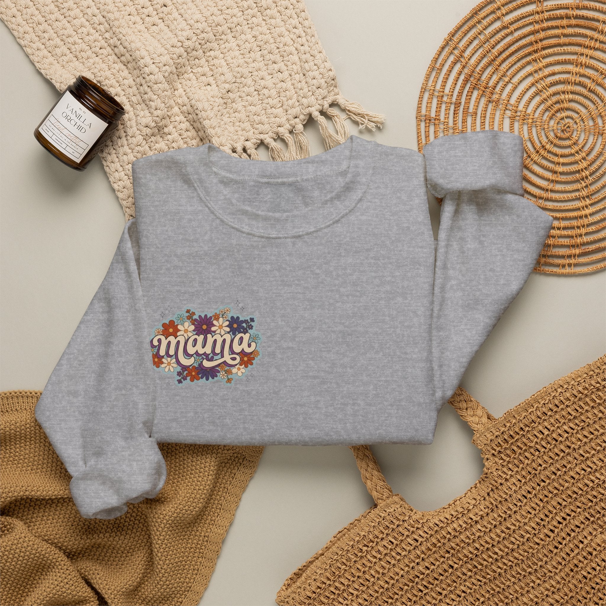 Mama Floral Crewneck Sweatshirt — Retro Floral "Mama" Pullover
