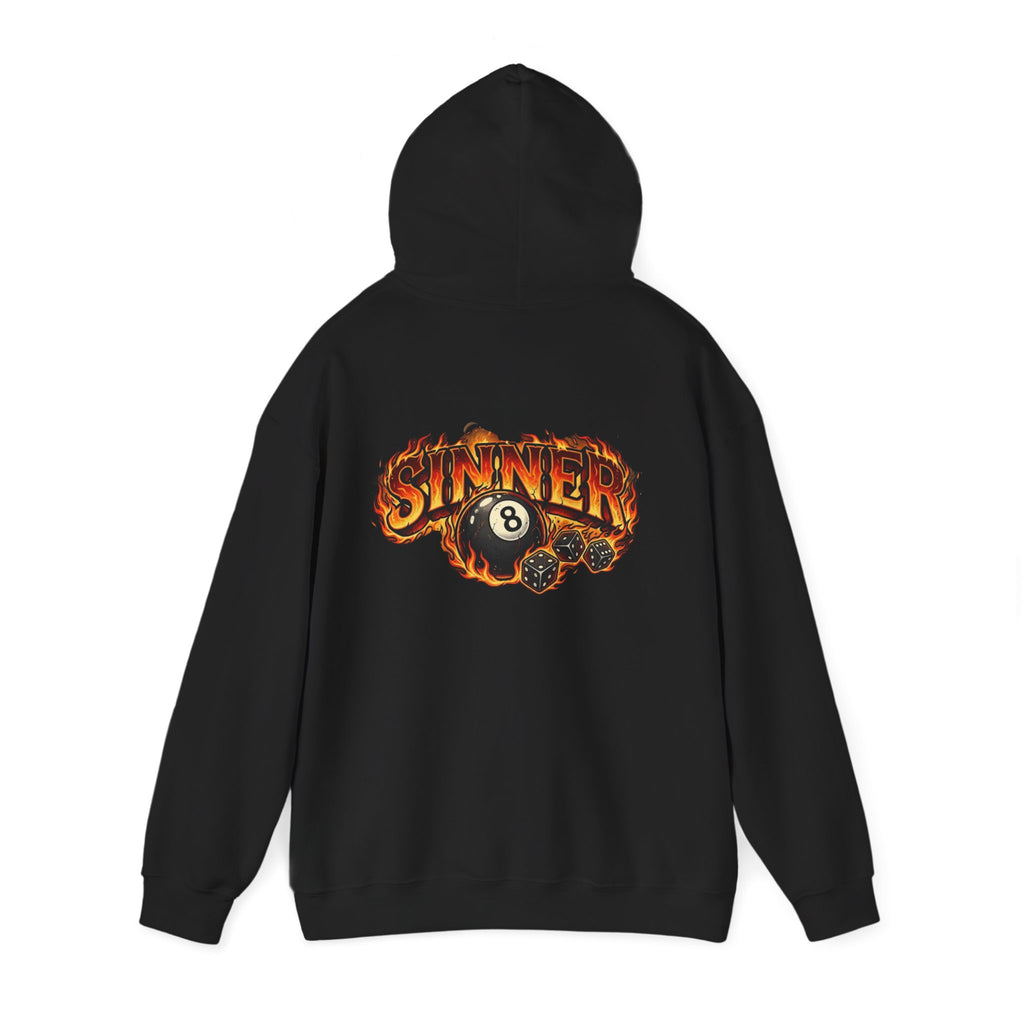 Hoodie - 'Sinner' Flaming 8-Ball Graphic Hooded Sweatshirt