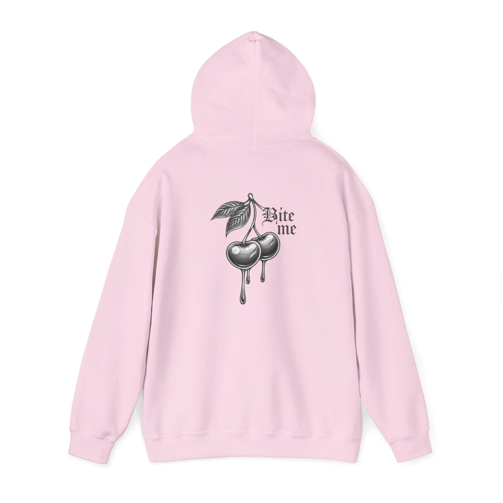 Hoodie - 'Bite Me' Dripping Cherry Graphic Hooded Sweatshirt
