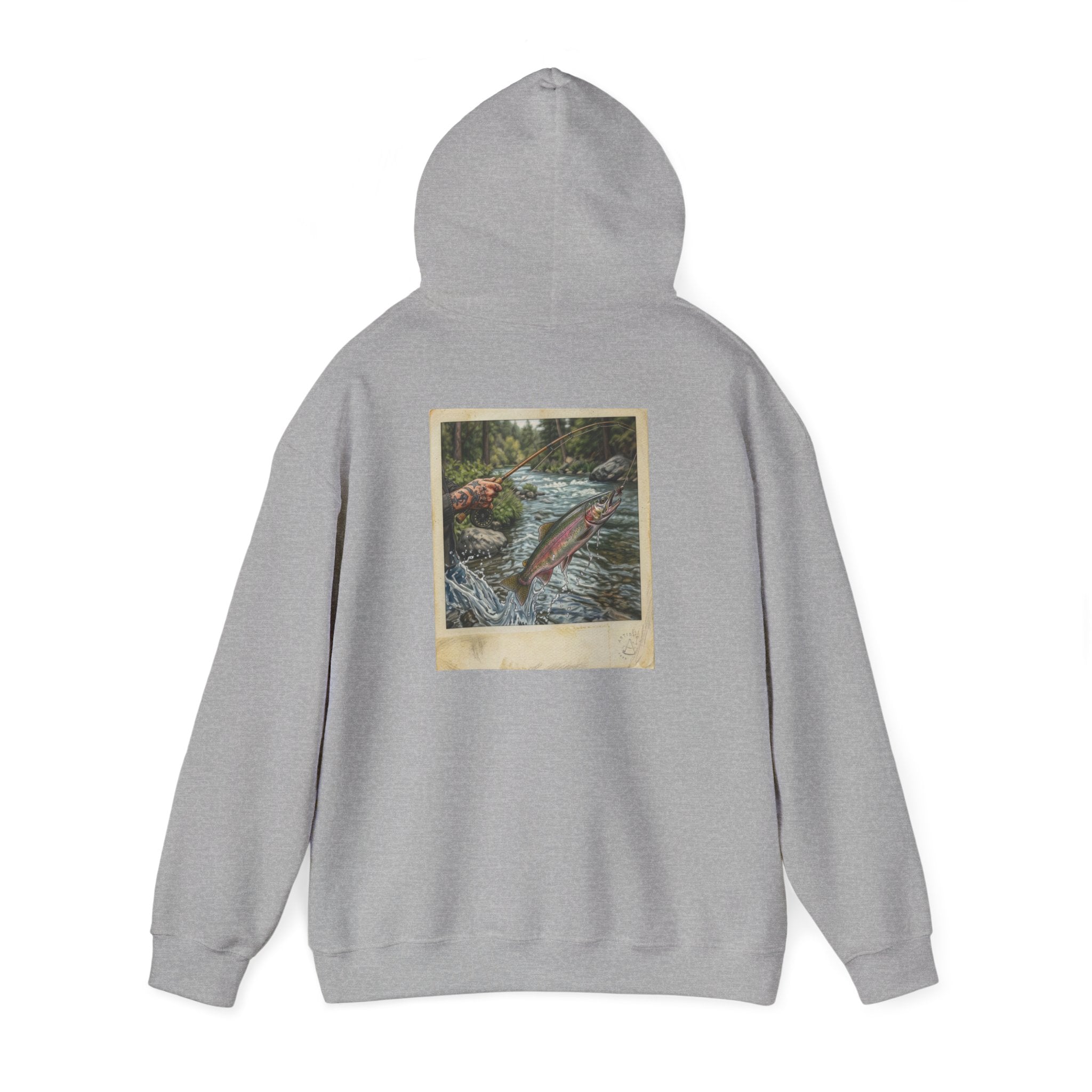 Fishing Polaroid Hoodie — Vintage Fishing Jumping Fish Back Print