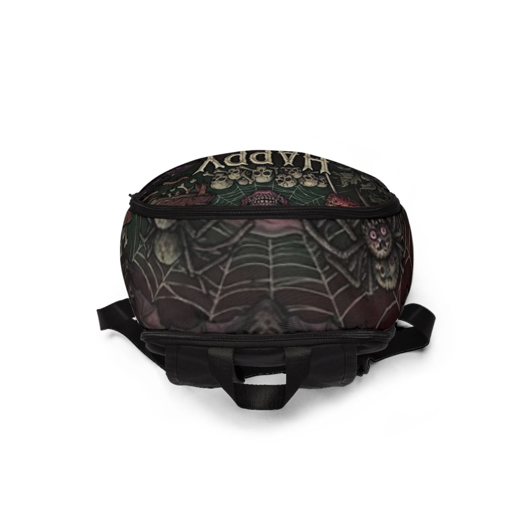 Halloween Backpack — 'Happy Halloween' Spooky Pumpkin & Skull Horror Print
