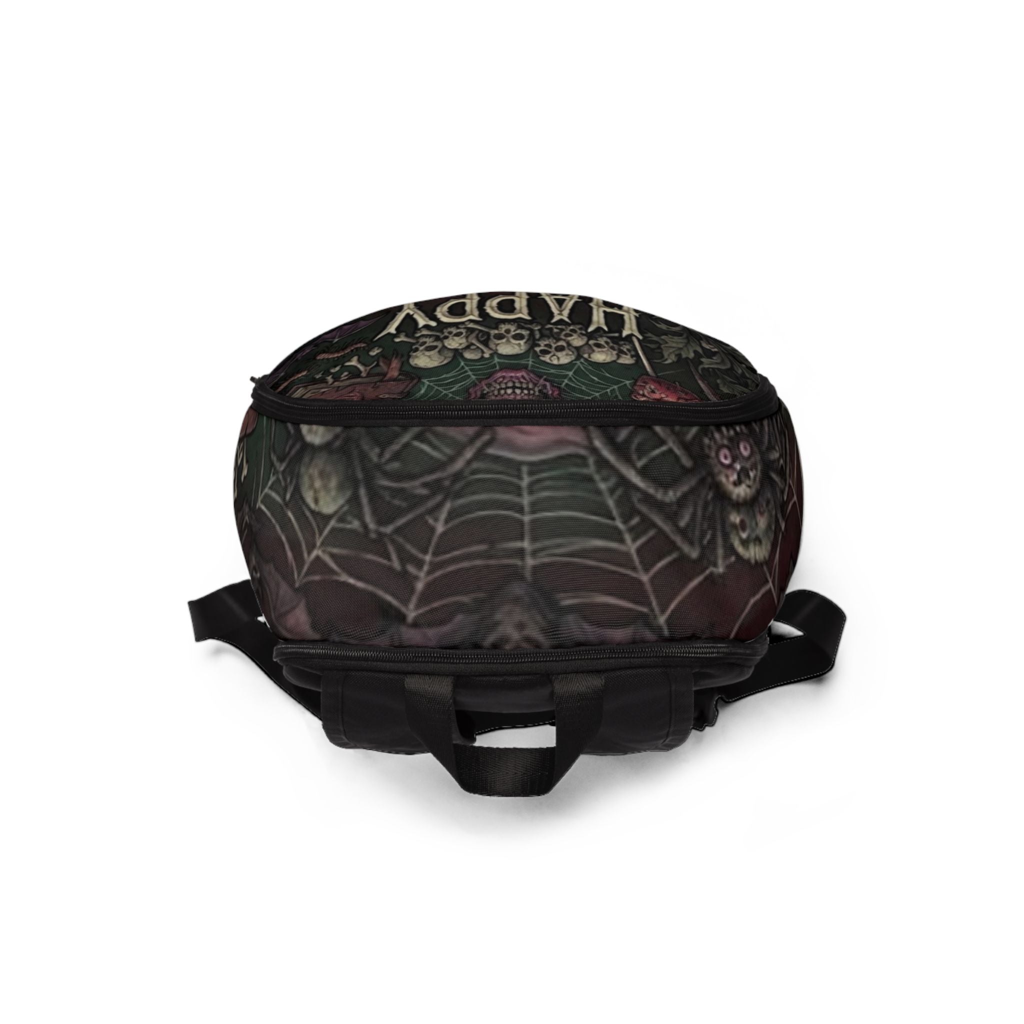 Halloween Backpack — 'Happy Halloween' Spooky Pumpkin & Skull Horror Print