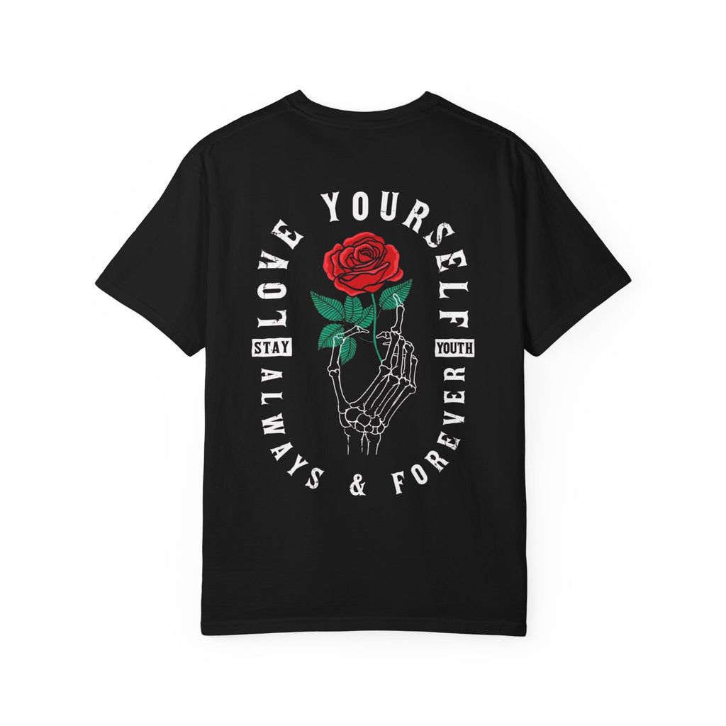 Love Yourself T-Shirt — Rose & Skeleton Graphic Tee