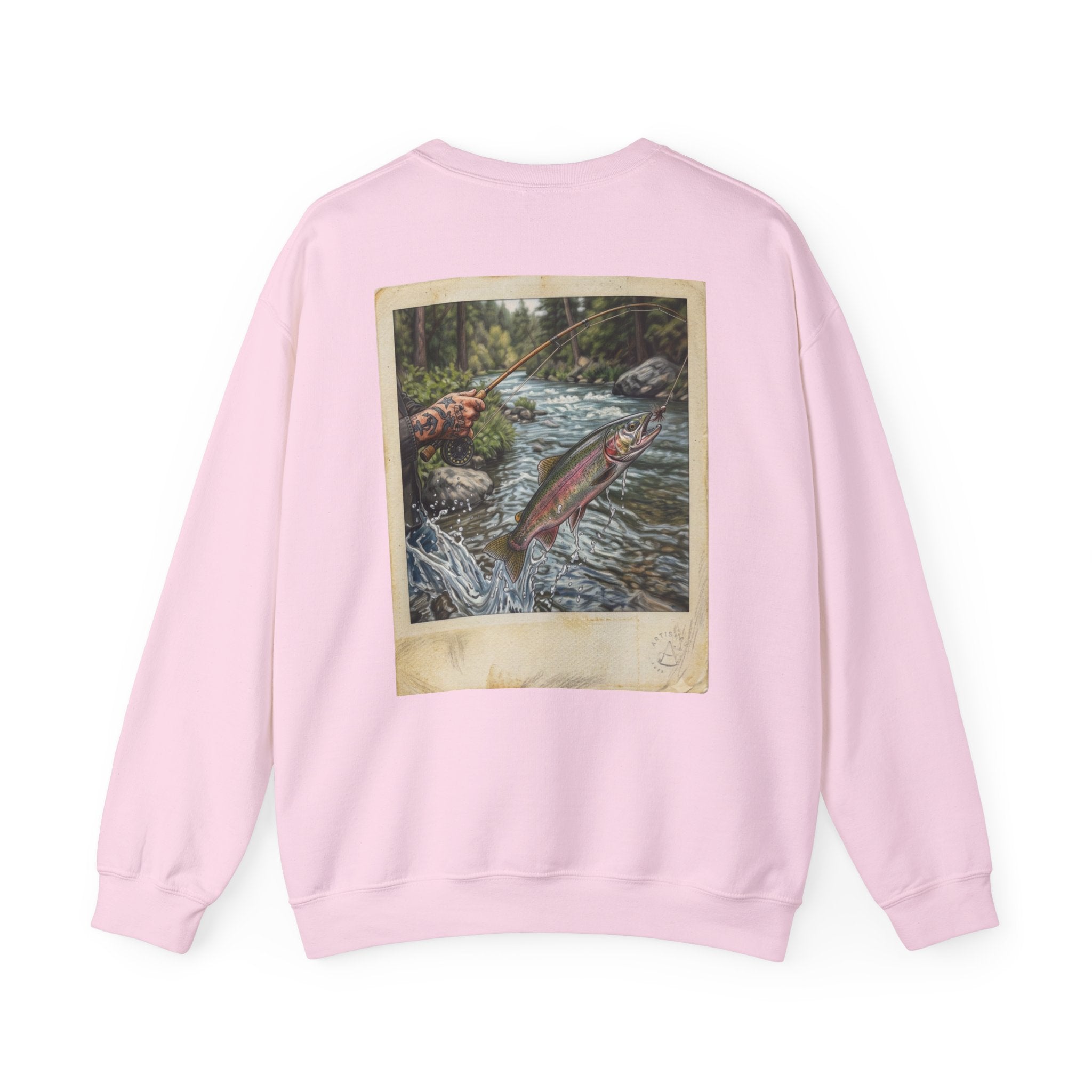 Fishing Vintage Photo Sweatshirt — Leaping Trout River Graphic Crewneck