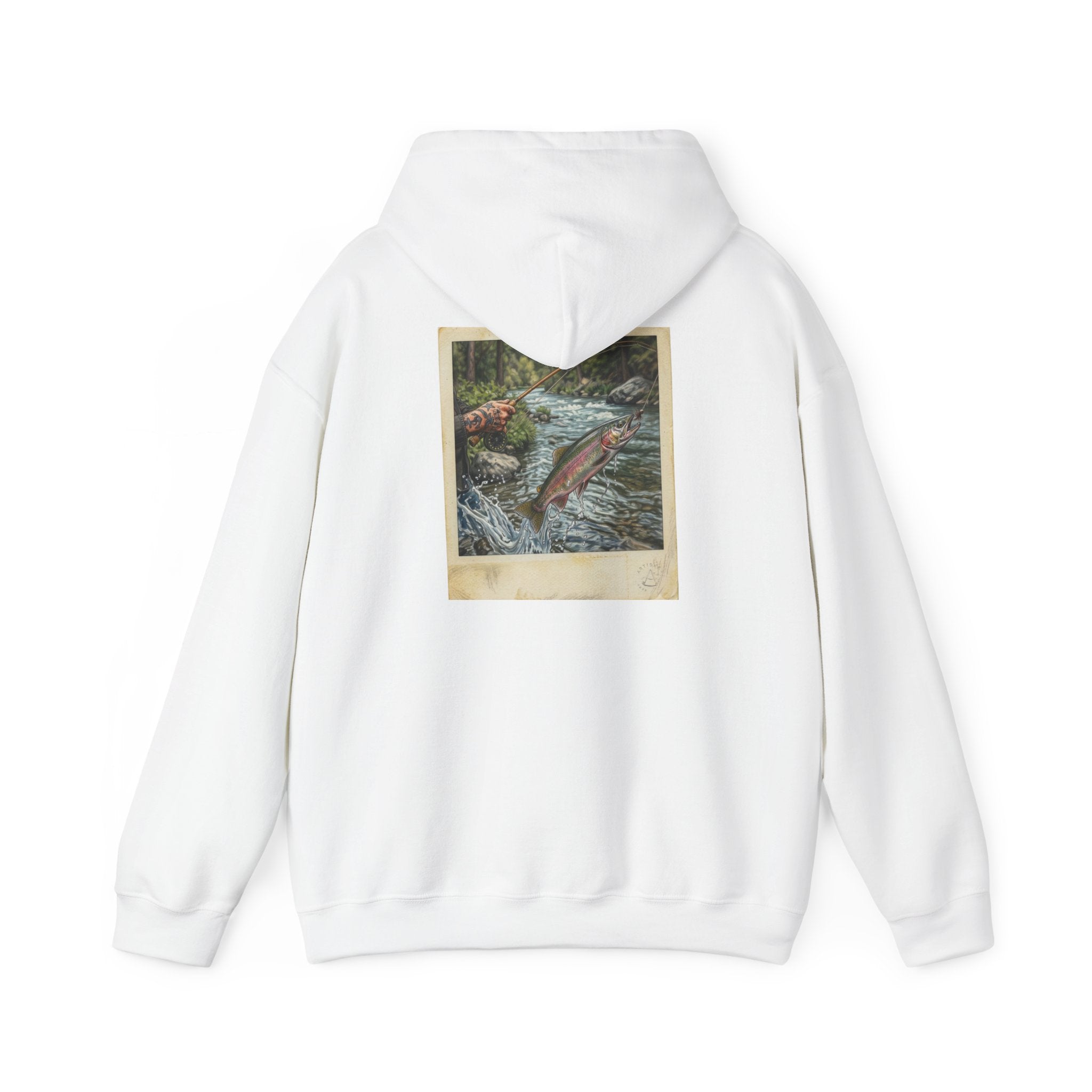 Fishing Polaroid Hoodie — Vintage Fishing Jumping Fish Back Print