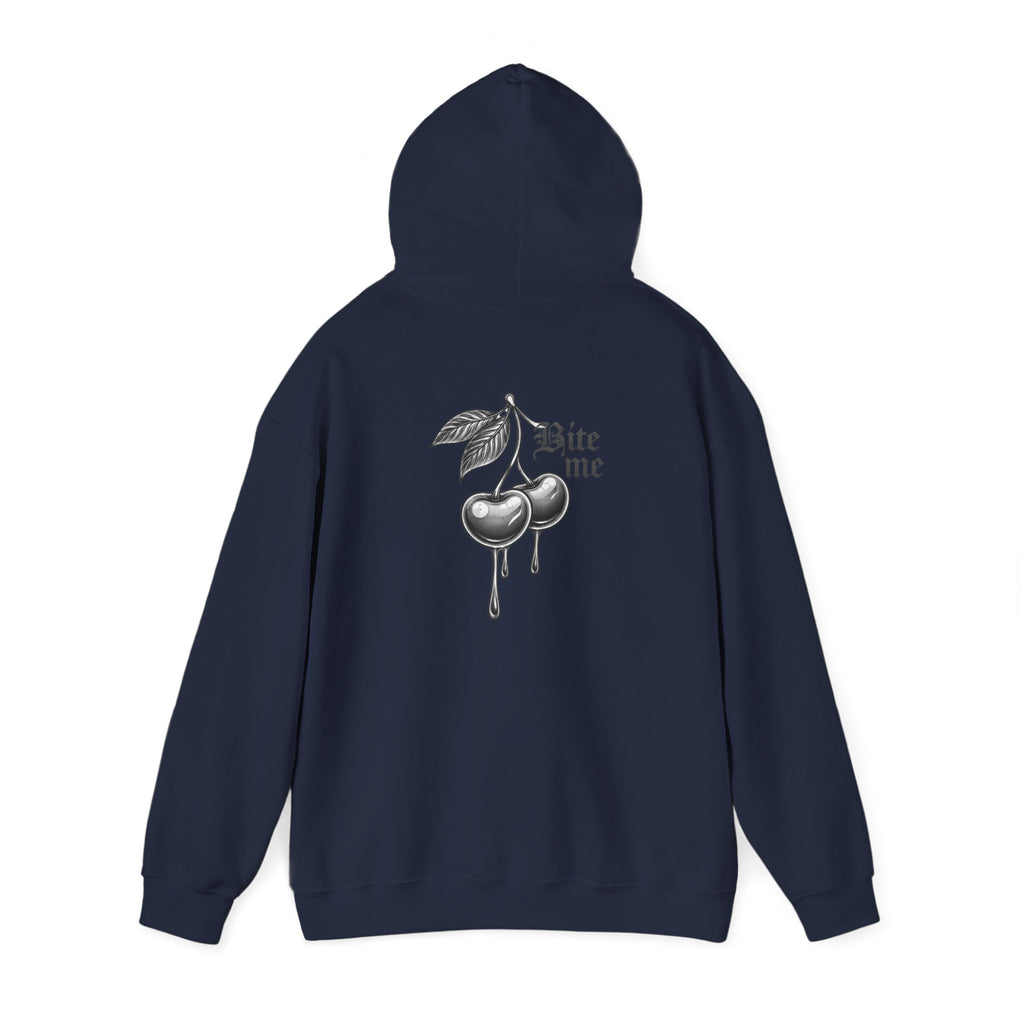Hoodie - 'Bite Me' Dripping Cherry Graphic Hooded Sweatshirt