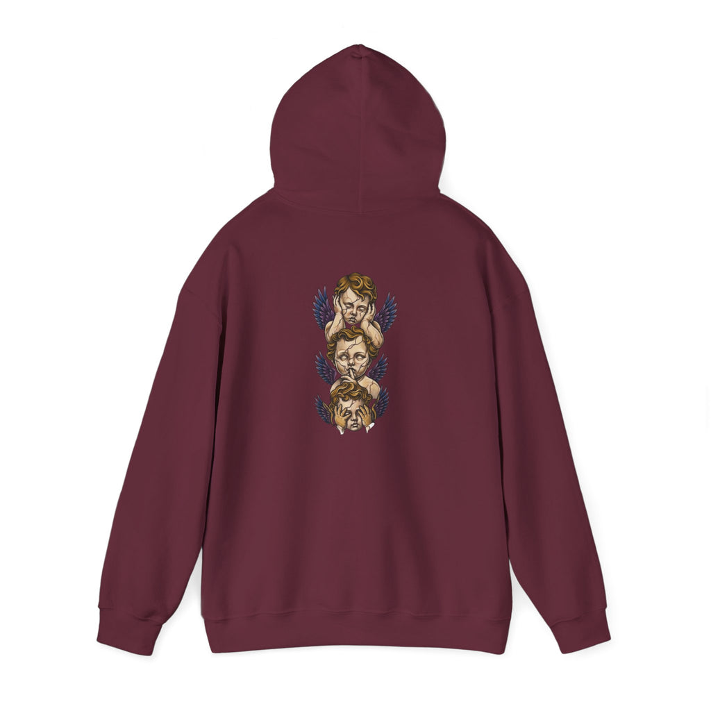 Cherub Faces Hoodie — Vintage Stacked Graphic Pullover