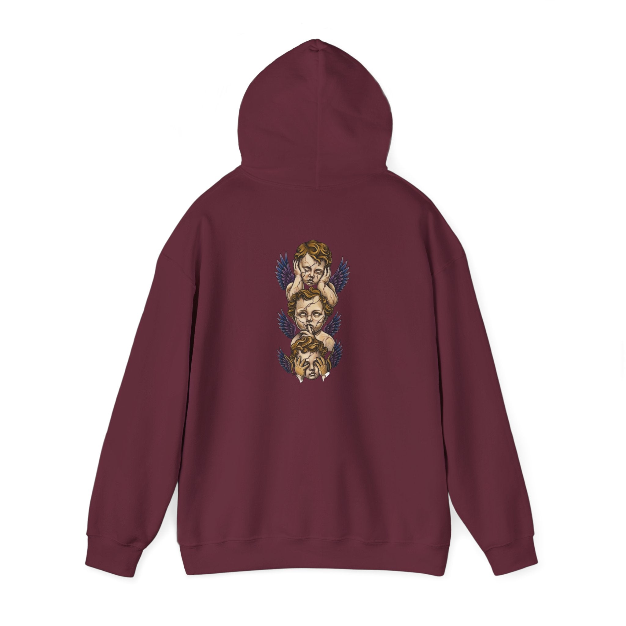 Cherub Faces Hoodie — Vintage Stacked Graphic Pullover